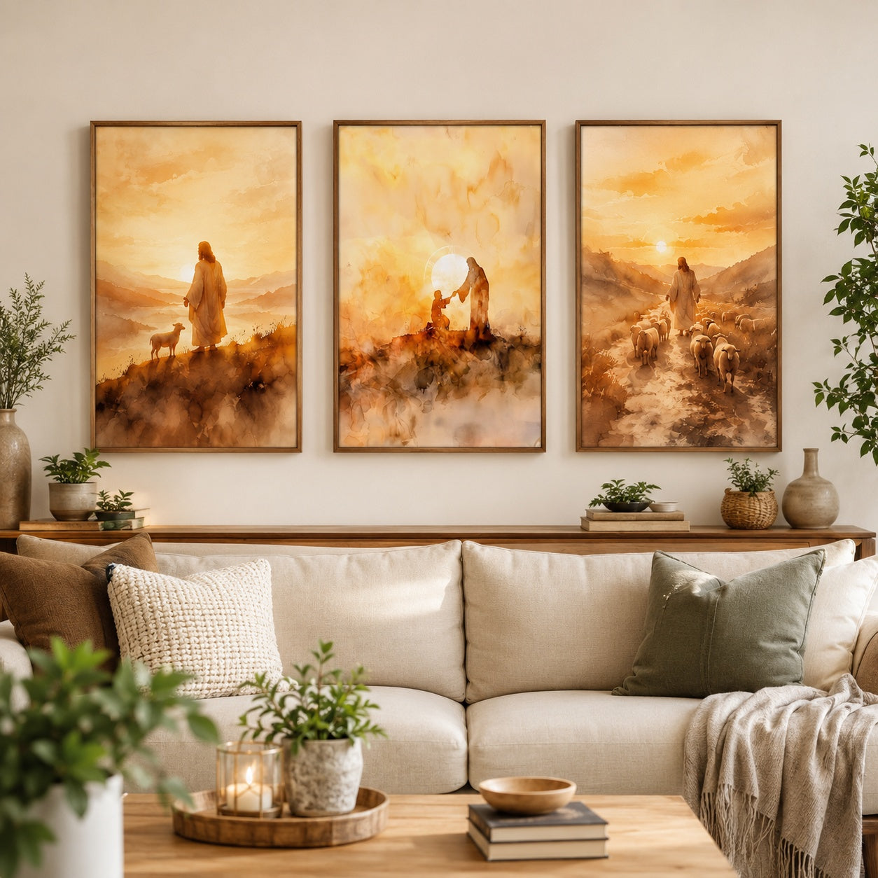 Set of 3 Watercolor Christian Poster, Watercolor Jesus Posters, Christian Kitchen Decor, Summer Style Poster, Wall Hanging Decor PTSETA01
