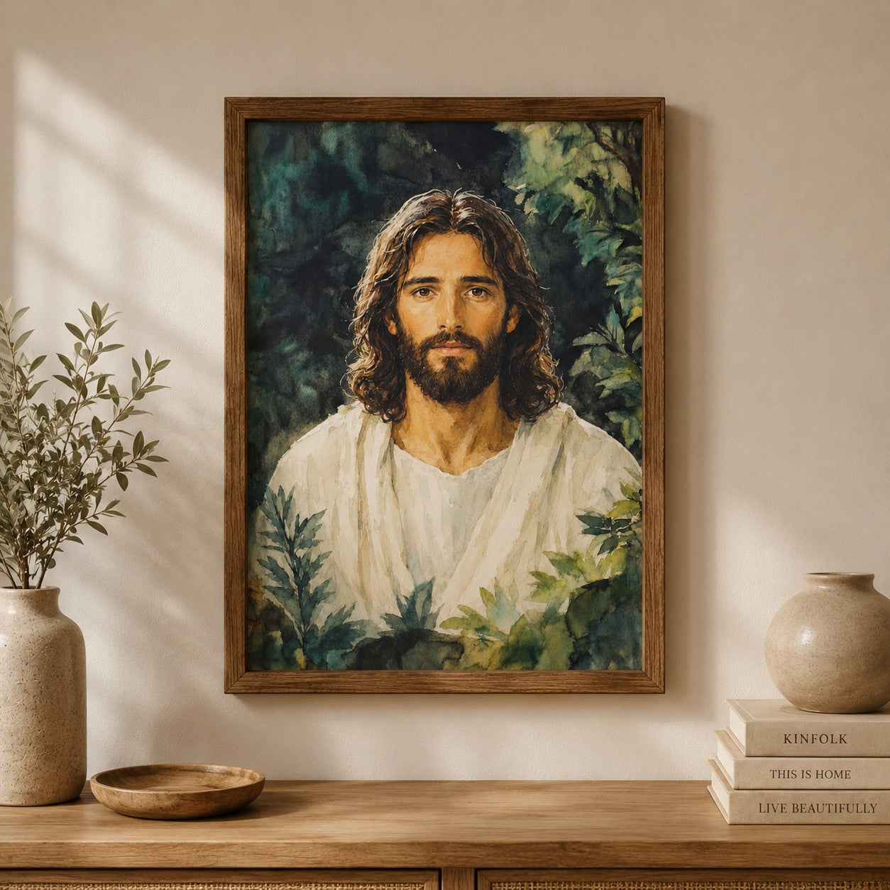 Jesus Portrait Poster, Christian Wall Art Print, Watercolor Jesus Painting, Religious Home Decor, Faith Gift for Christians PTS02