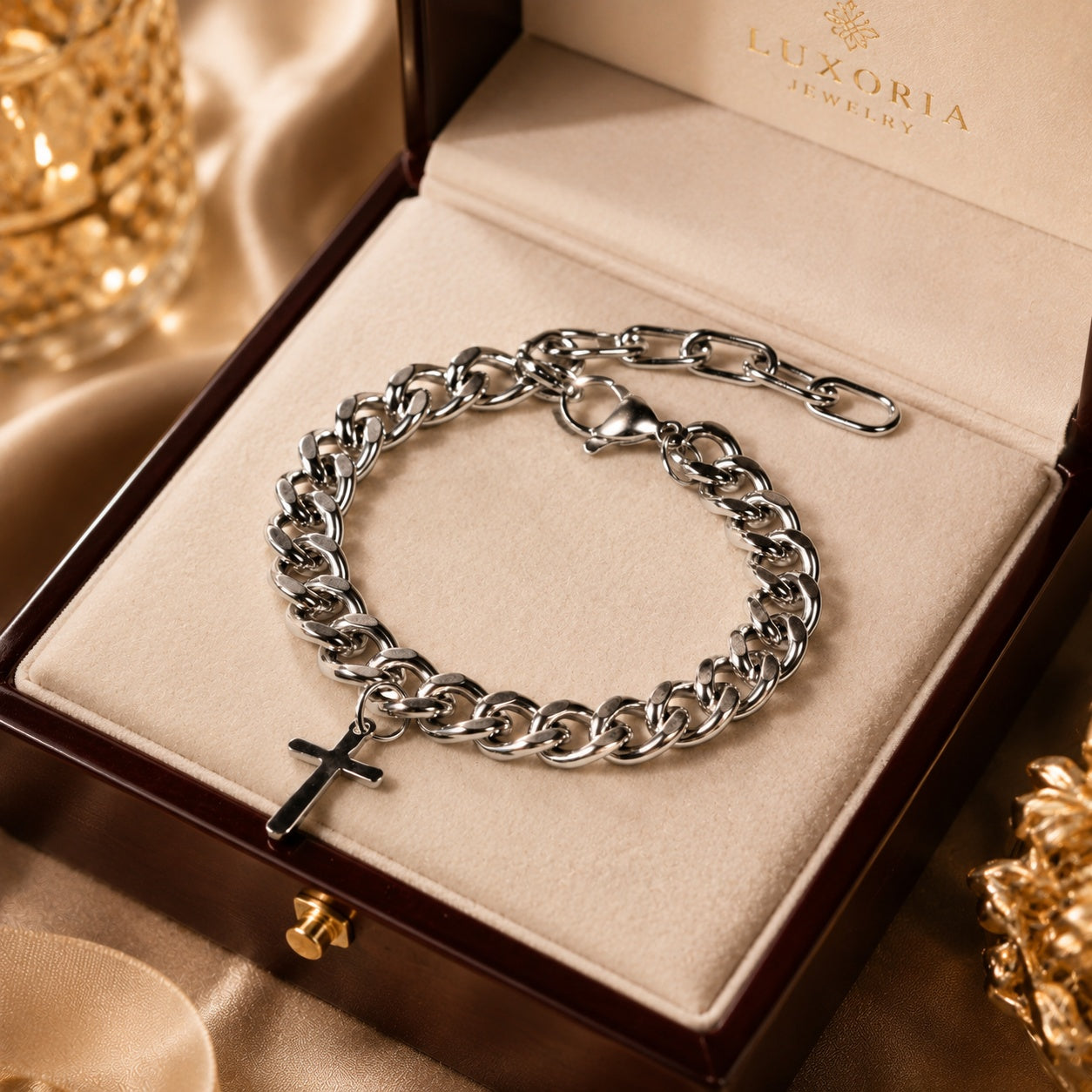 Cross Chain Bracelet, Chain Link Jewelry, Catholic Jewelry, Catholic bracelet, Unisex Bracelet  BRLAF05
