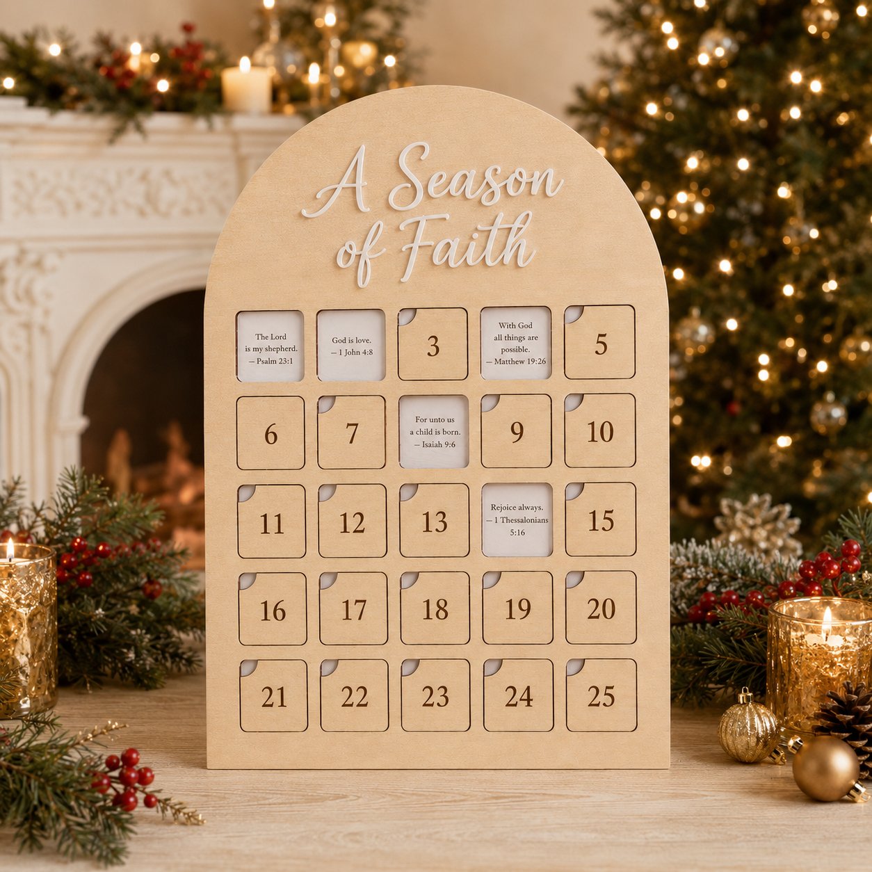 Wooden Bible Verse Advent Calendar, Christmas Gift Wooden Sign, Custom Tabletop Religious Gift, Spinning Wheel Christmas Countdown Decor, Scripture Christmas Countdown Gift XMASW15