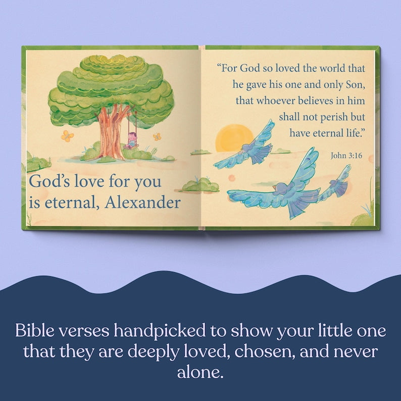 Personalized Kid/Baby Bible Verse, Custom Baptism Gift, Christening Gift, God's Promises, Boy or Girl Baptism Gift, Baby Dedication Gift, Baptism Keepsake BOOK02