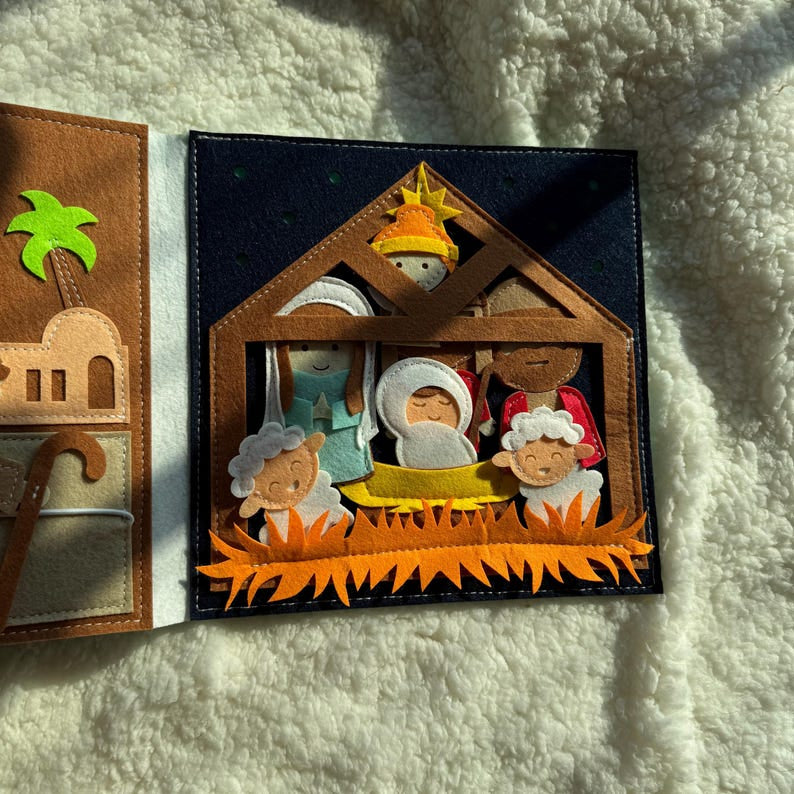 Personalized Bible Story Activity Toy, Christian Felt Busy Book, Soft Cloth Storytelling Books, Activity Books for toddlers, Baptism gifts, Montessori toys, Christian Sunday School Toys BB02