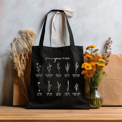 You Are Bible Verse Tote Bag, Inspirational Christian Tote, Wildflower Design, Retro Bible Verse Bag, Faith-Based Gift, Eco-Friendly Scripture Tote