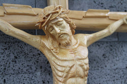 Hand-carved Crucifix Large Sizes with INRI Inscription, Catholic Wall Cross, Jesus Cross Altar Catholic Devotion