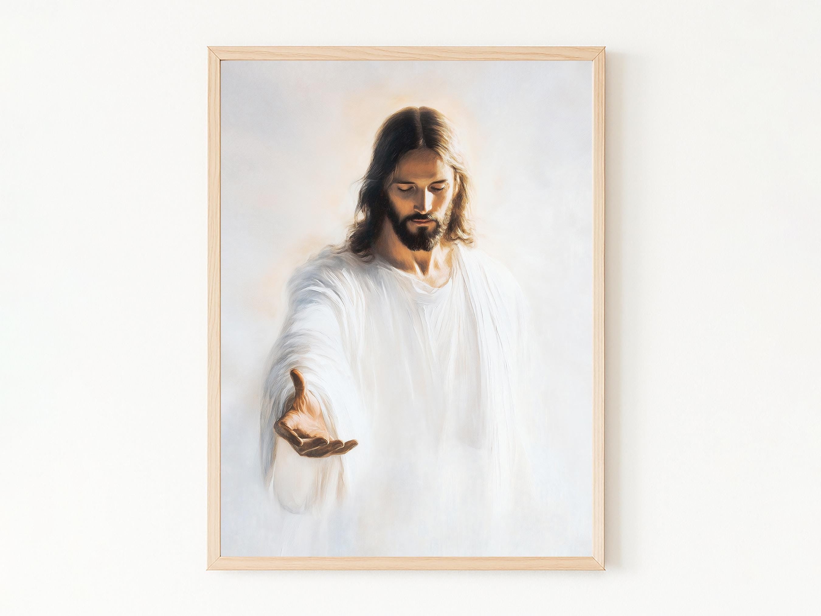 Come Follow Me Jesus Poster, Christian Wall Art, Catholic Religious Decor, Bible Art Print, Christ LDS Portrait, Printable Jesus Artwork