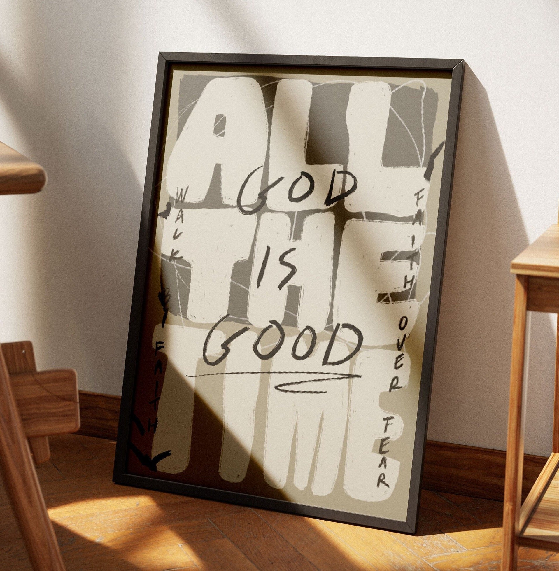 God Is Good All The Time Aesthetic Christian Poster, Modern Christian Poster, Neutral Trendy Christian Poster, Retro Christian Quote Poster