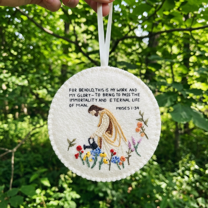 Moses 1:39 Scripture Felt Ornament, Christian Bible Verse Felt Ornament, Faith Decor, Religious Scripture Felt Ornament, Embroidered Christian Christmas Gift FE17
