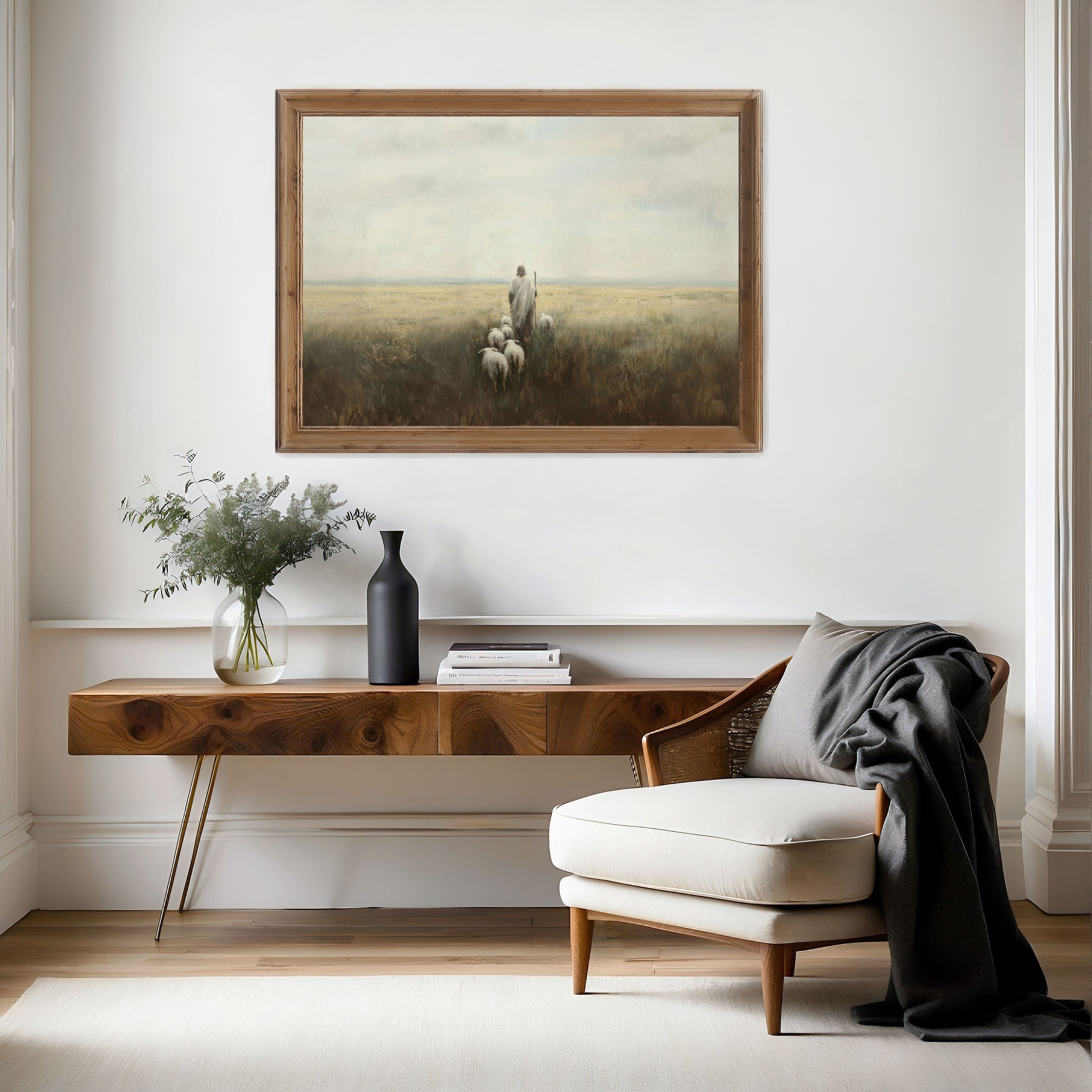 Return to the Fold - Jesus Christ Poster, Bible Art Poster, Wall Art, Christian Wall Art, Religious, Minimalist, Sheep, Shepherd