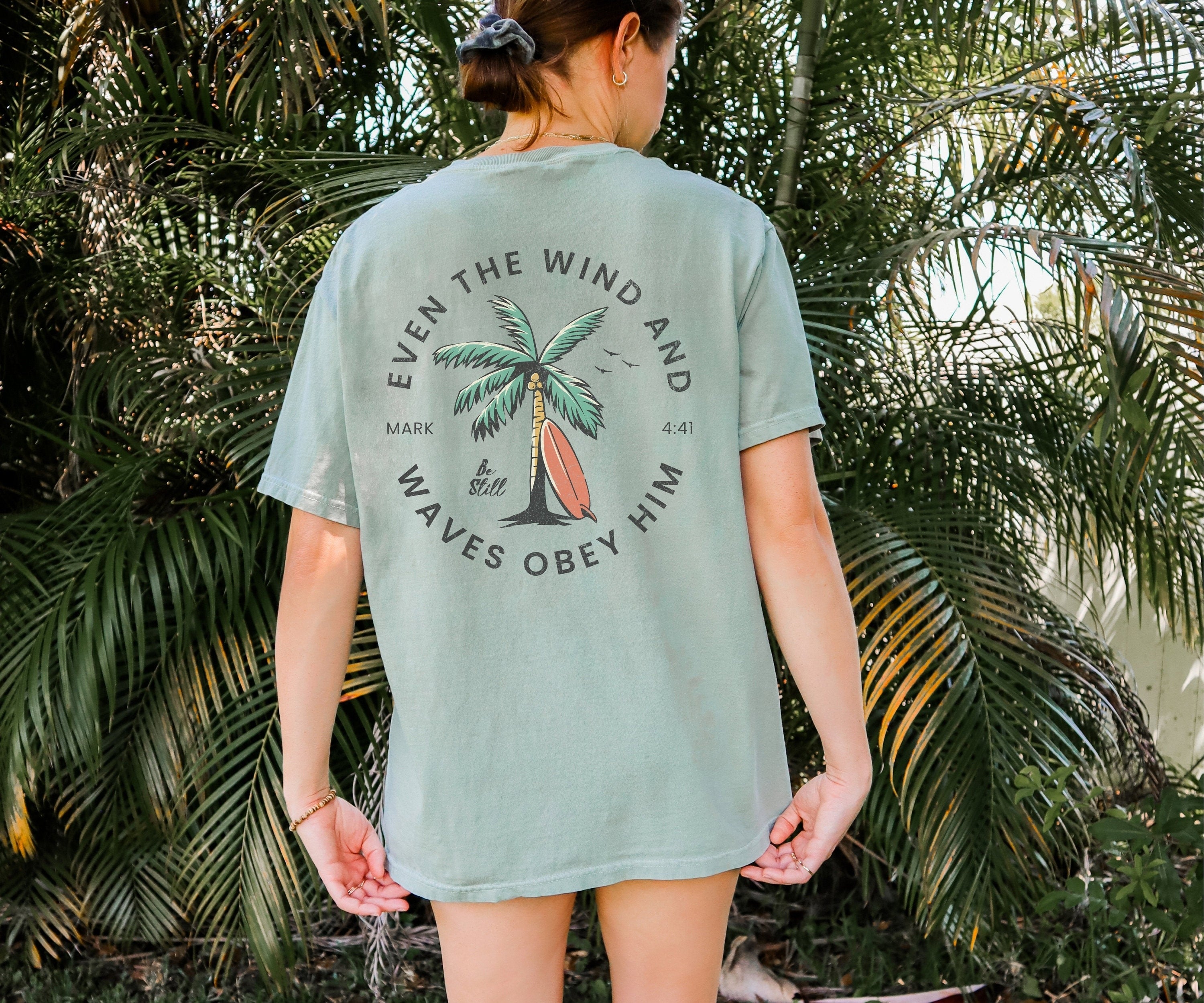 Christian Bible Verse shirt Beachy Backprint Comfort Colors Tee Trendy Oversized TShirt Unisex Tee Teen Baptism Gift Ocean Inspired Style
