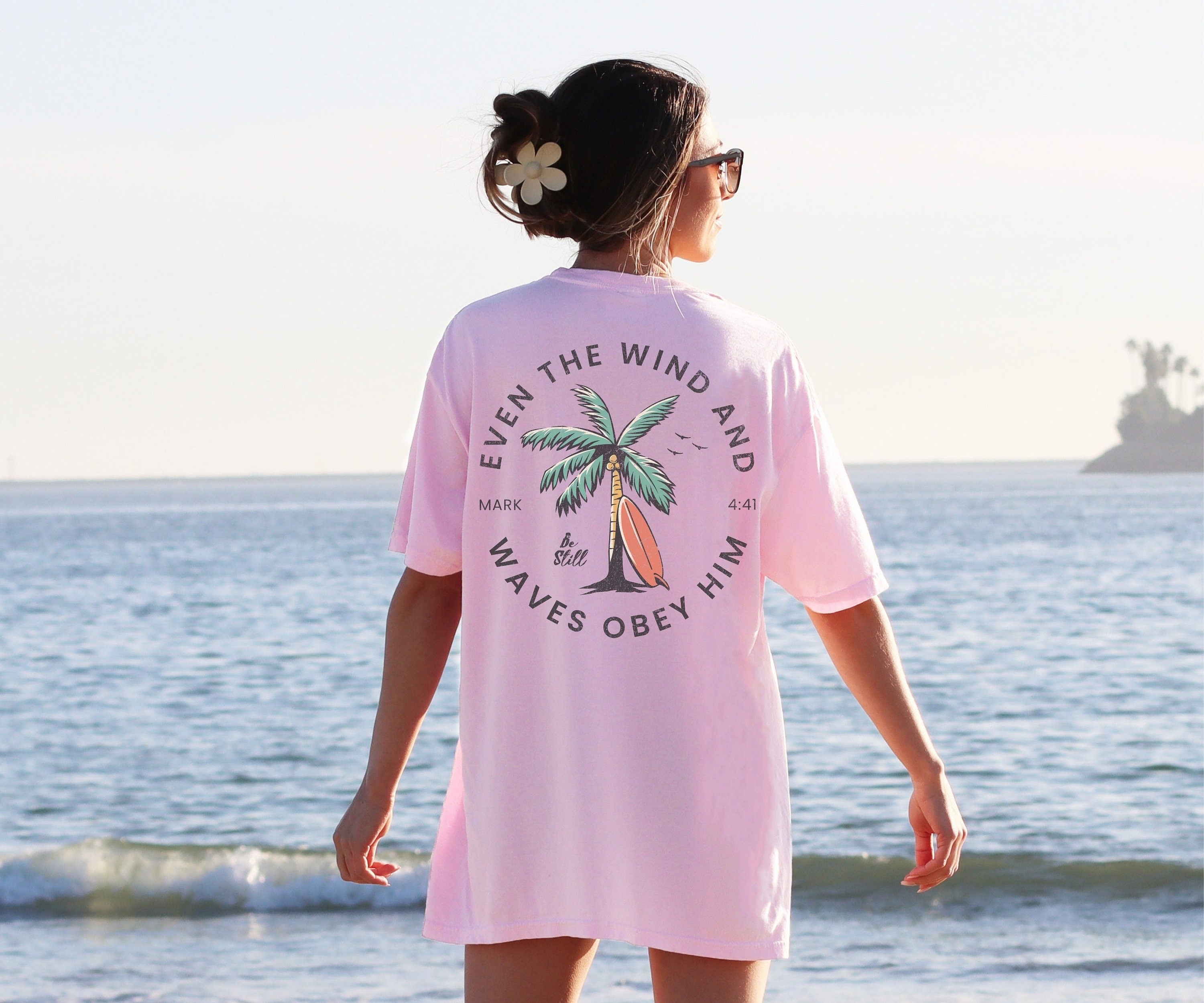 Christian Bible Verse shirt Beachy Backprint Comfort Colors Tee Trendy Oversized TShirt Unisex Tee Teen Baptism Gift Ocean Inspired Style