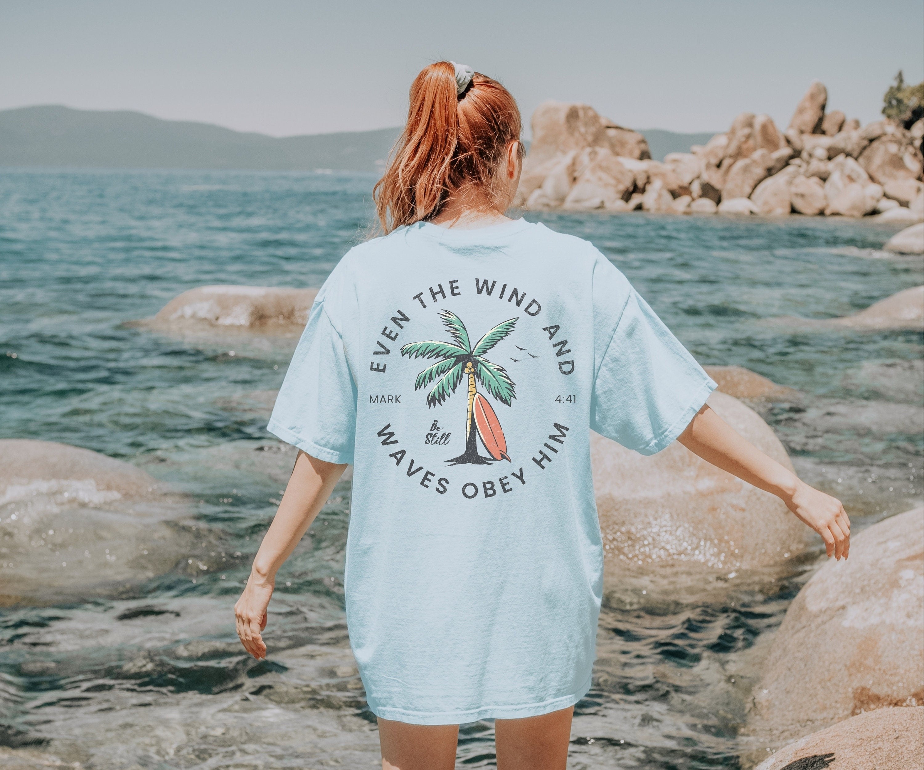 Christian Bible Verse shirt Beachy Backprint Comfort Colors Tee Trendy Oversized TShirt Unisex Tee Teen Baptism Gift Ocean Inspired Style