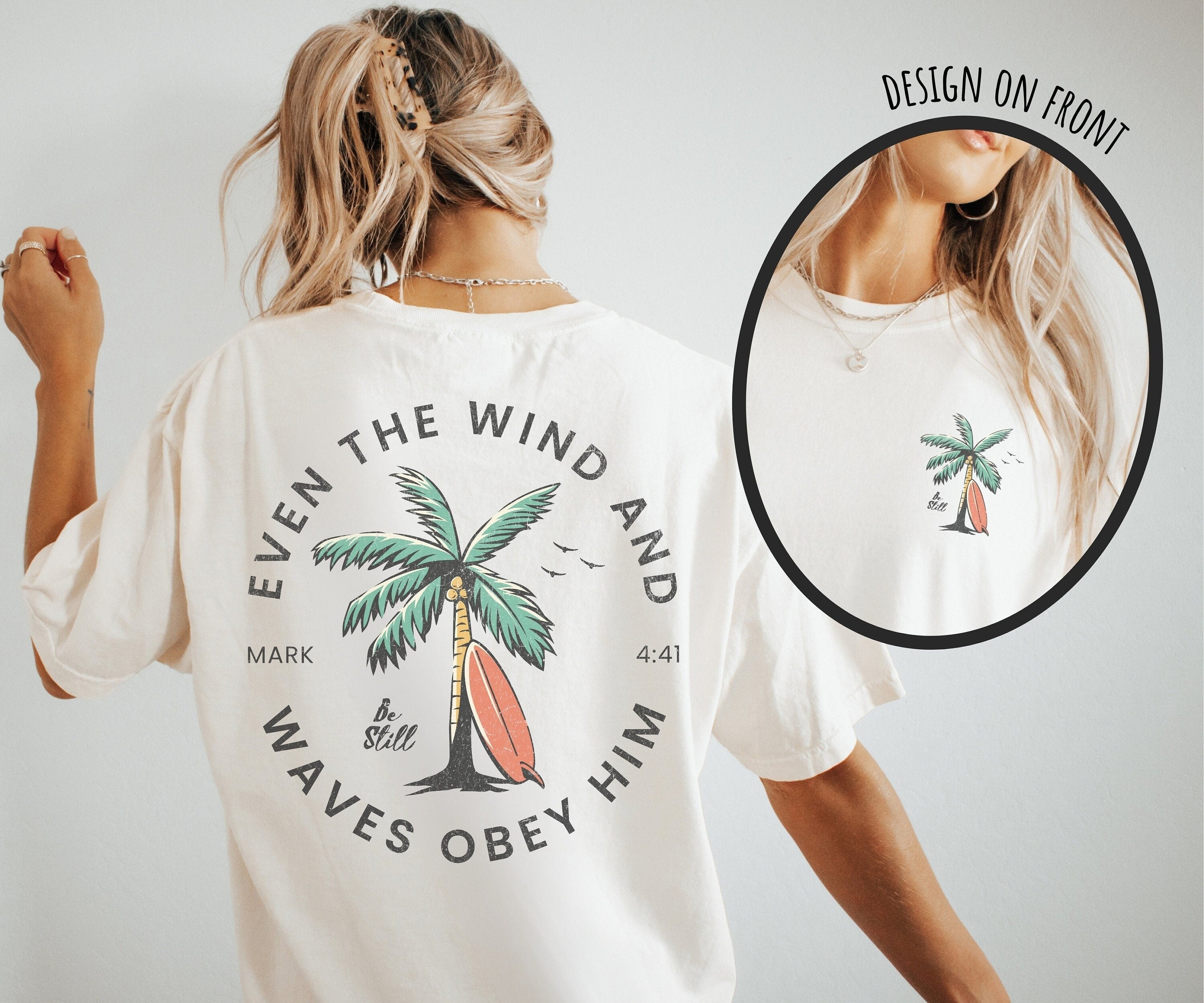 Christian Bible Verse shirt Beachy Backprint Comfort Colors Tee Trendy Oversized TShirt Unisex Tee Teen Baptism Gift Ocean Inspired Style