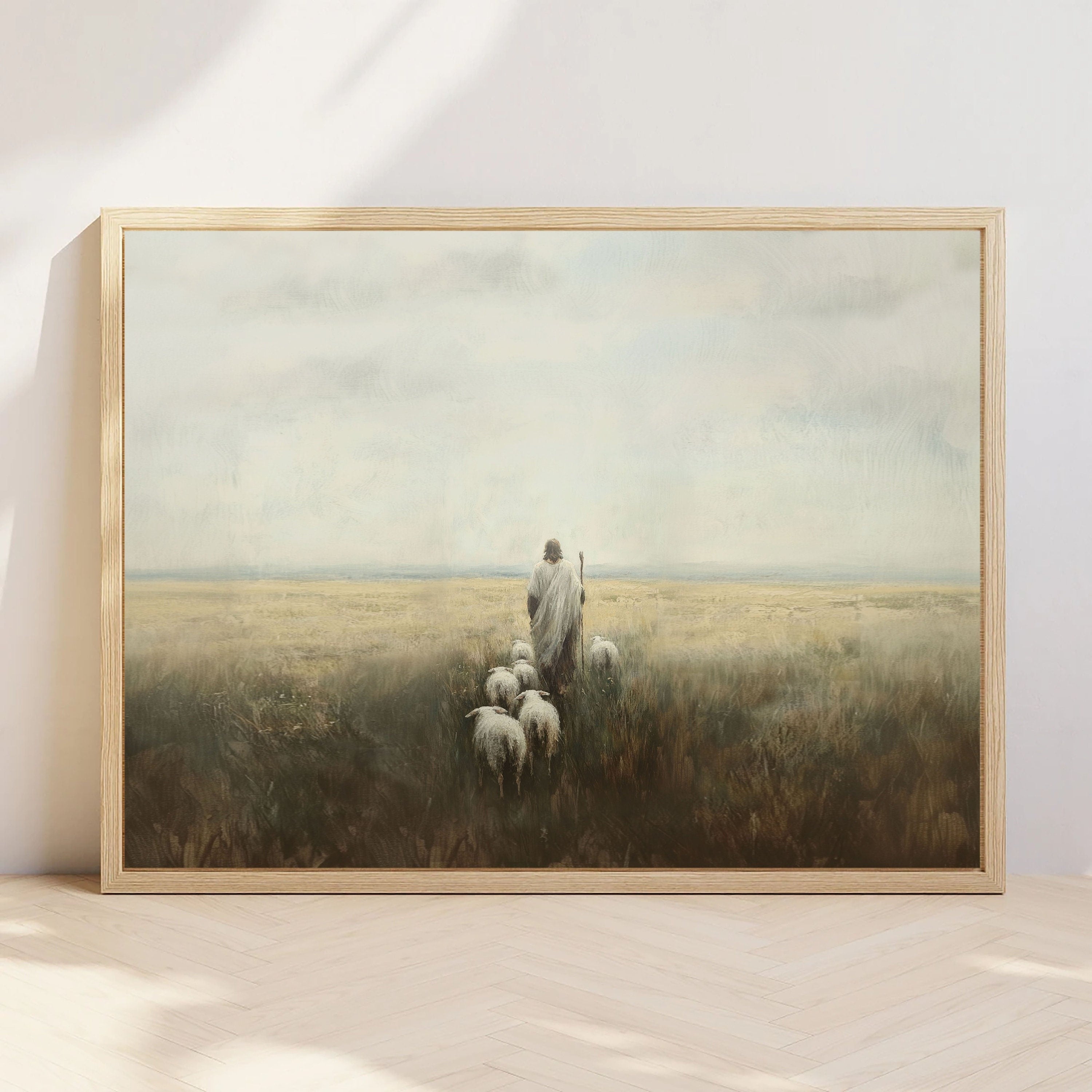 Return to the Fold - Jesus Christ Poster, Bible Art Poster, Wall Art, Christian Wall Art, Religious, Minimalist, Sheep, Shepherd