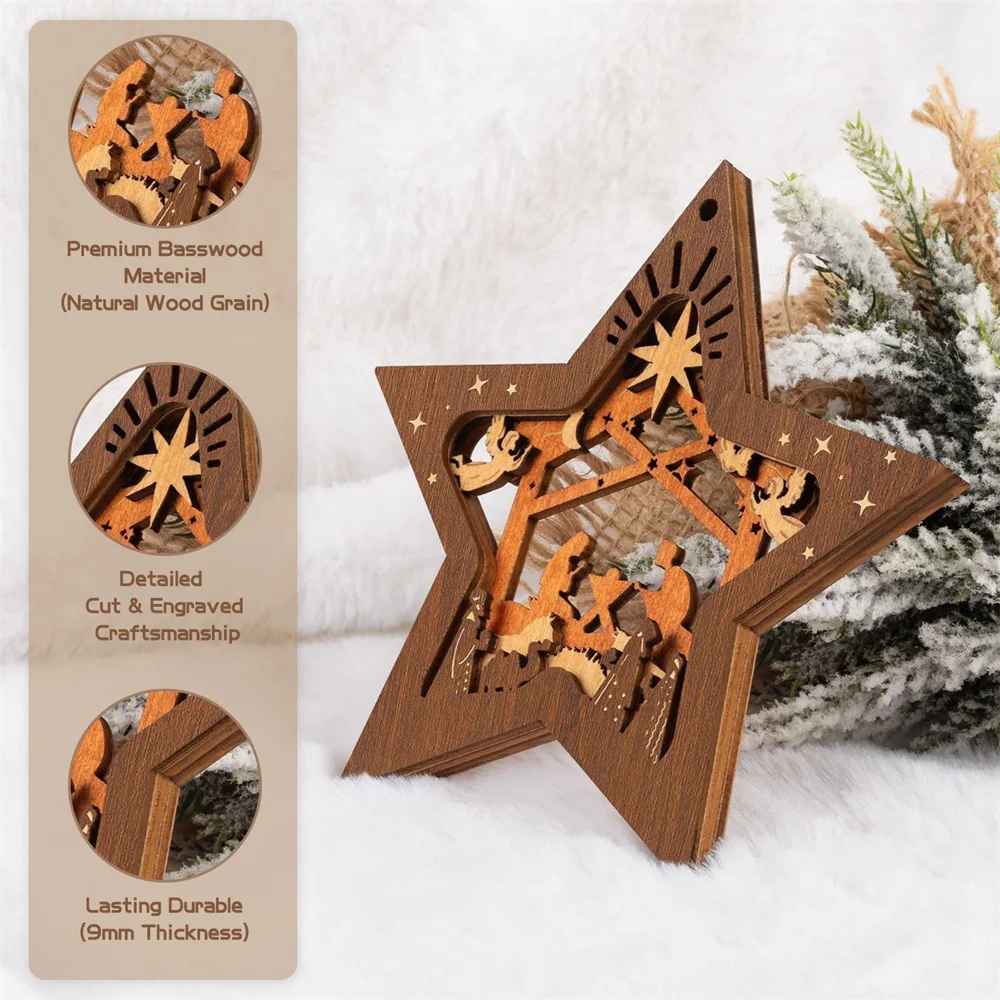 Wooden Christmas Tree Ornaments, Ideas For Christmas Trees, Christmas Ornaments, Nativity Scene Craft DCLAF30