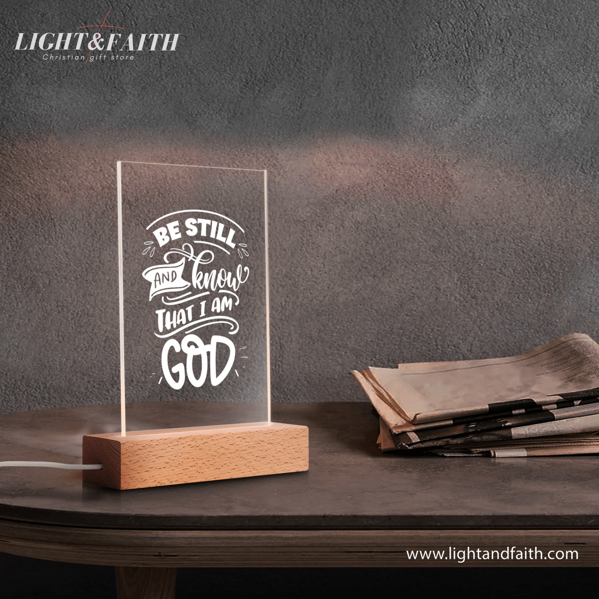 Be Still And Knows That I Am GOD LED Light, Christian Bible Verse Lamp, Christian Home Decor, Faith Based Decor, Religious LED Light.NLLAF30
