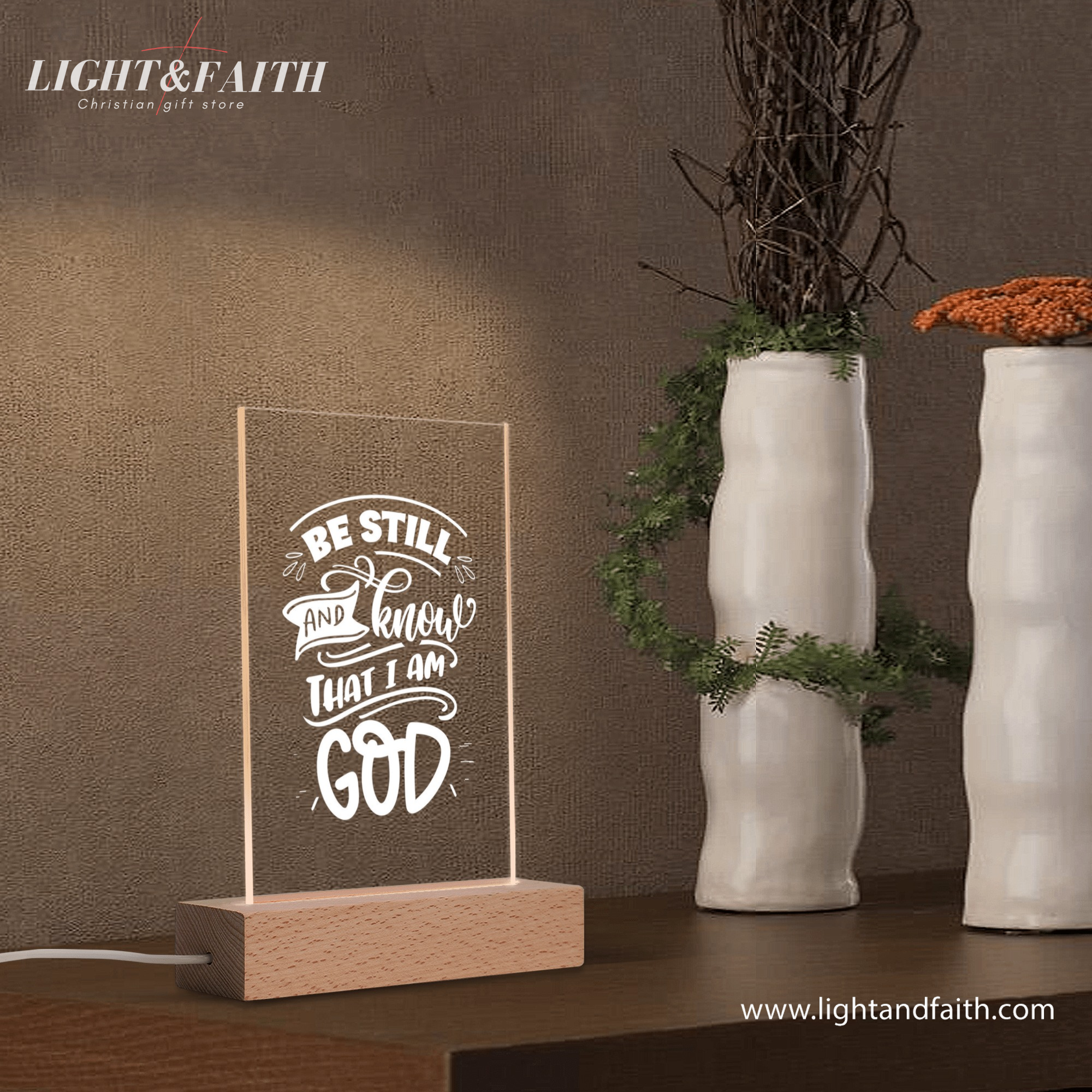 Be Still And Knows That I Am GOD LED Light, Christian Bible Verse Lamp, Christian Home Decor, Faith Based Decor, Religious LED Light.NLLAF30