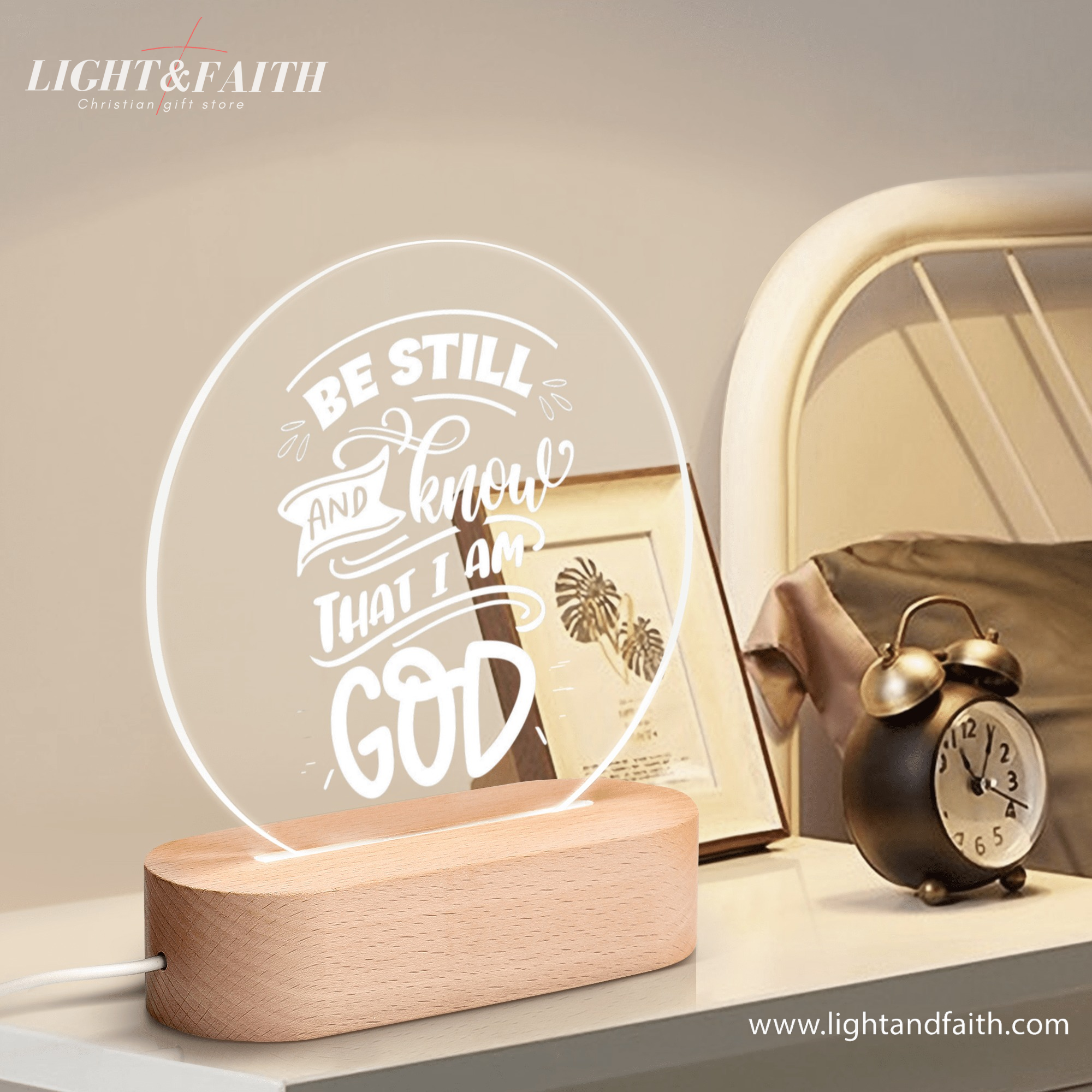Be Still And Knows That I Am GOD LED Light, Christian Bible Verse Lamp, Christian Home Decor, Faith Based Decor, Religious LED Light.NLLAF30