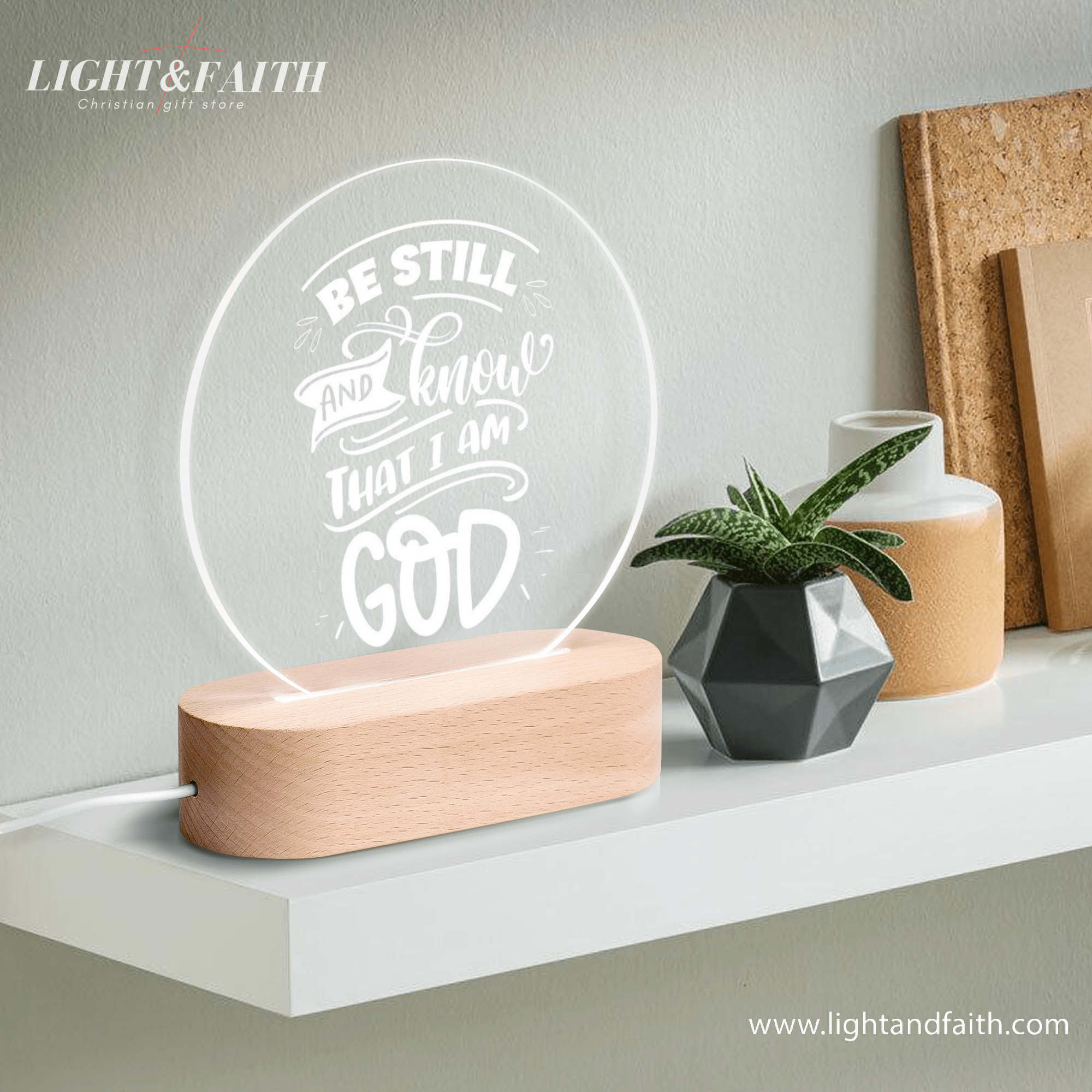 Be Still And Knows That I Am GOD LED Light, Christian Bible Verse Lamp, Christian Home Decor, Faith Based Decor, Religious LED Light.NLLAF30