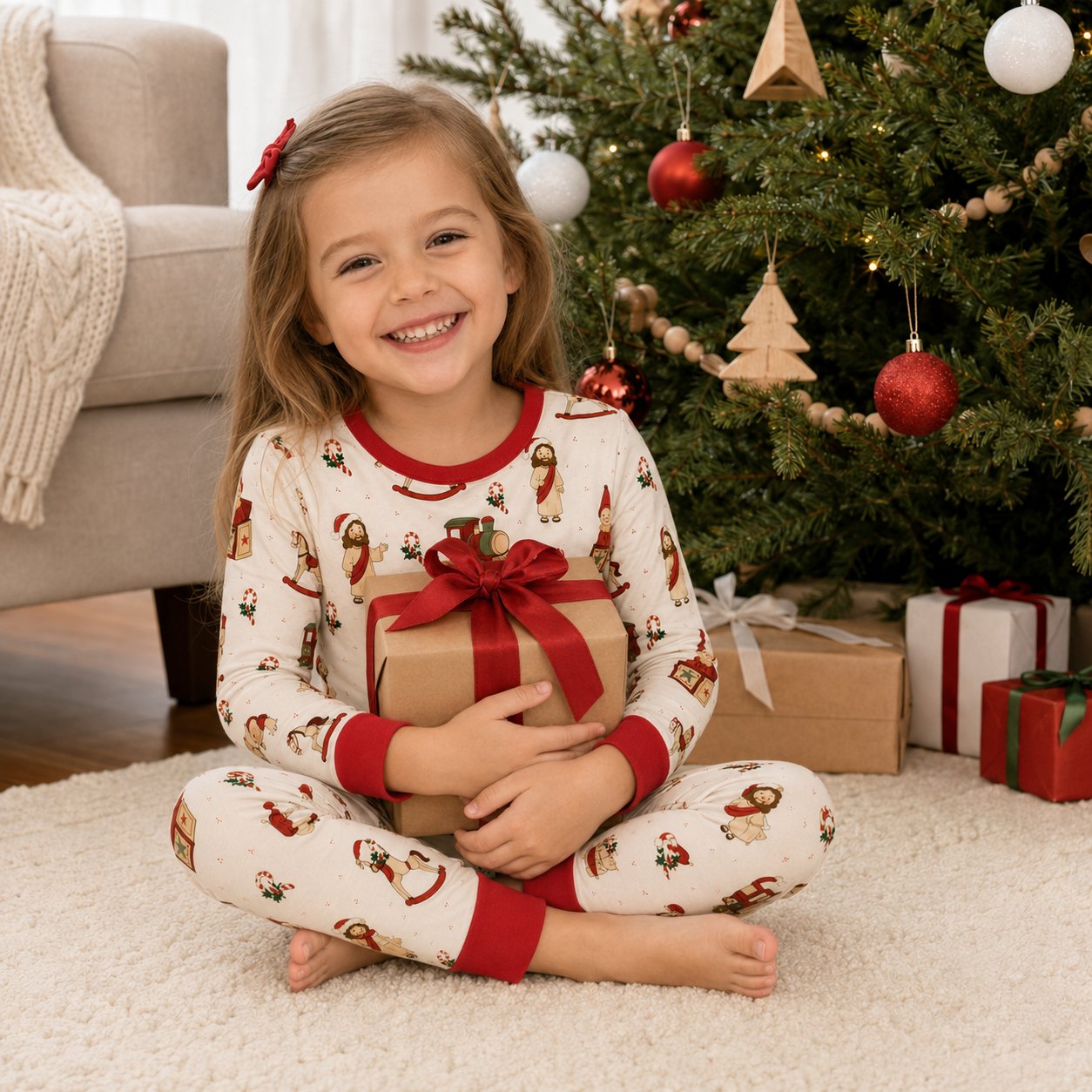 Jesus and Vintage Toys Bamboo Kids Pajamas Set, Christian Boys Girls PJs, Faith Inspired Toddler Sleepwear BBPJSS29