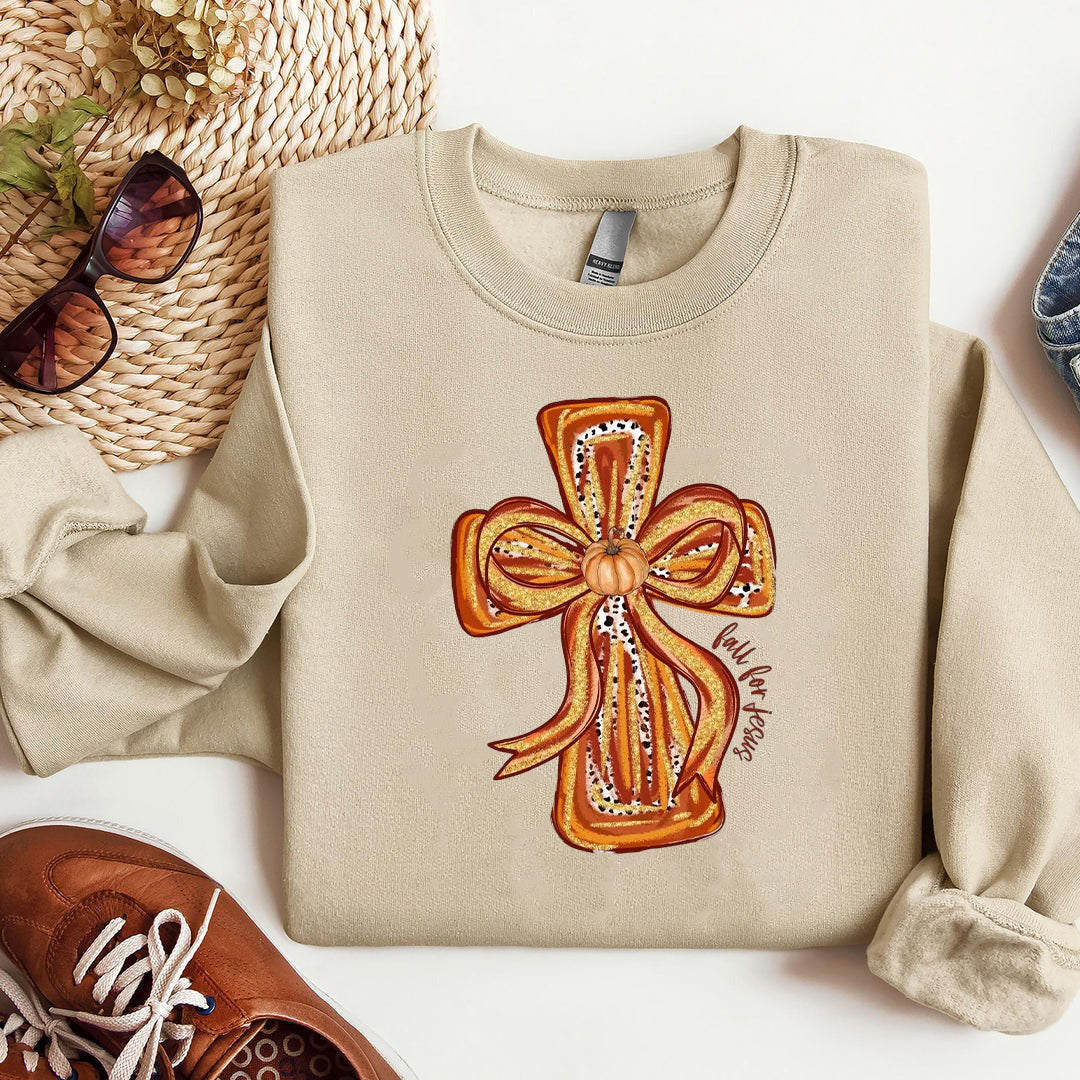 Fall for Jesus Sweatshirt, Fall Coquette Bow Sweatshirt, Fall Shirt Top, Autumn Pumpkin Sweatshirt, 2025 Autumn Vibes Top, Christian Gift ILAF54