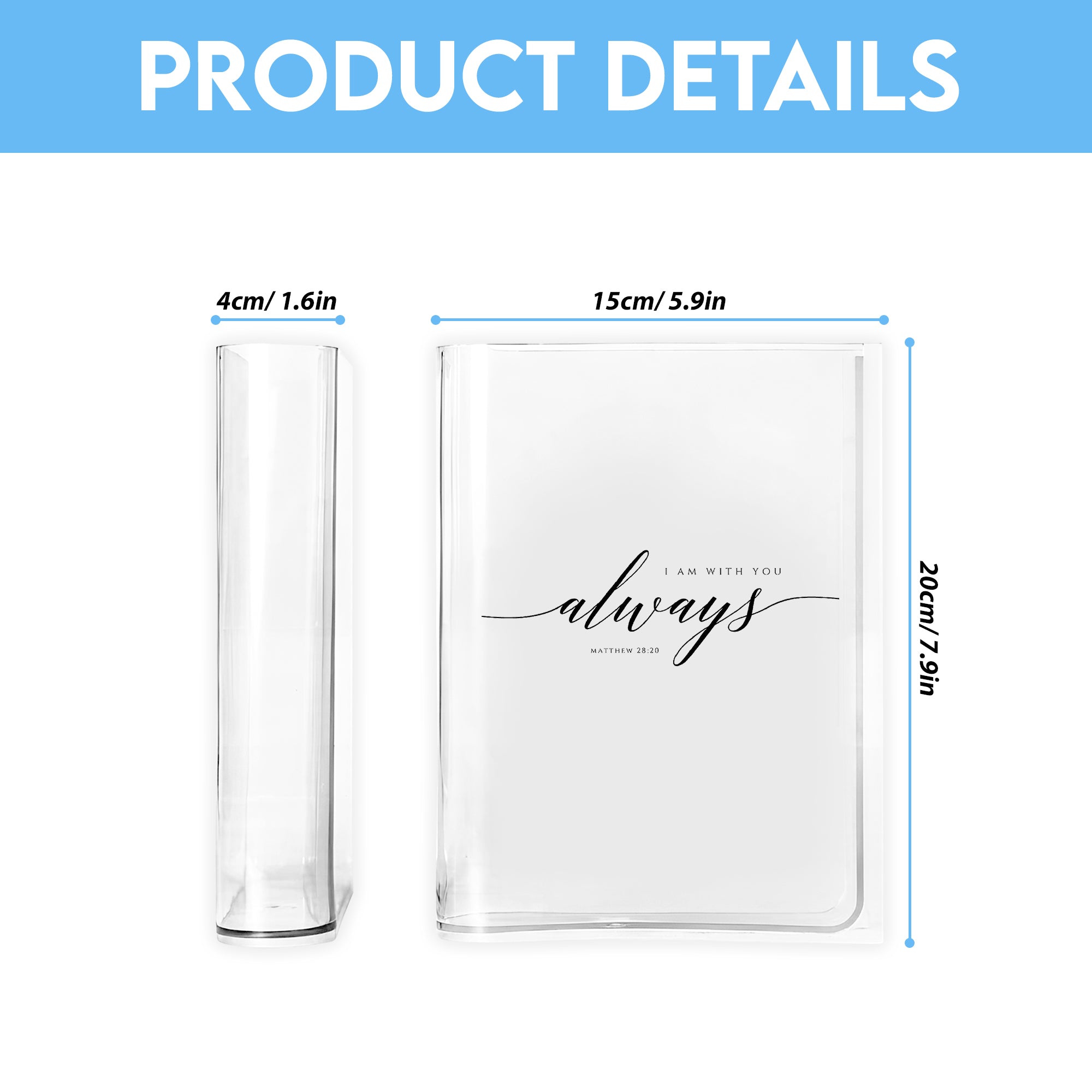 I Am With You Always Book Vase, Mathew 28:20, Christian Book Vase, Faith Book Vase, Bible Verse Book Shaped Flower Vase, Jesus Lover Book Vase