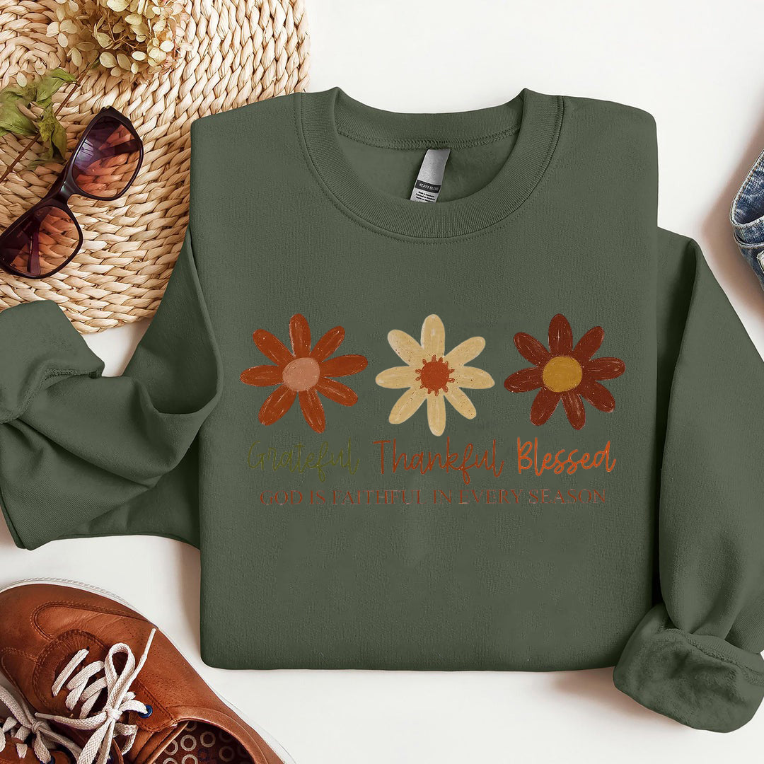 Grateful Thankful Blessed Shirt, Boho Fall Floral Christian Sweatshirts, Faith Based Autumn Sublimation, Christian Fall Shirts, Fall Religious ILAF62