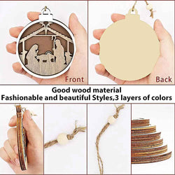 Ideas For Christmas Trees, Nativity Scene Pendant Wooden Hollow Pendant Decor Lovely, Christian Christmas Ornaments DCLAF35