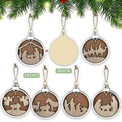 Ideas For Christmas Trees, Nativity Scene Pendant Wooden Hollow Pendant Decor Lovely, Christian Christmas Ornaments DCLAF35