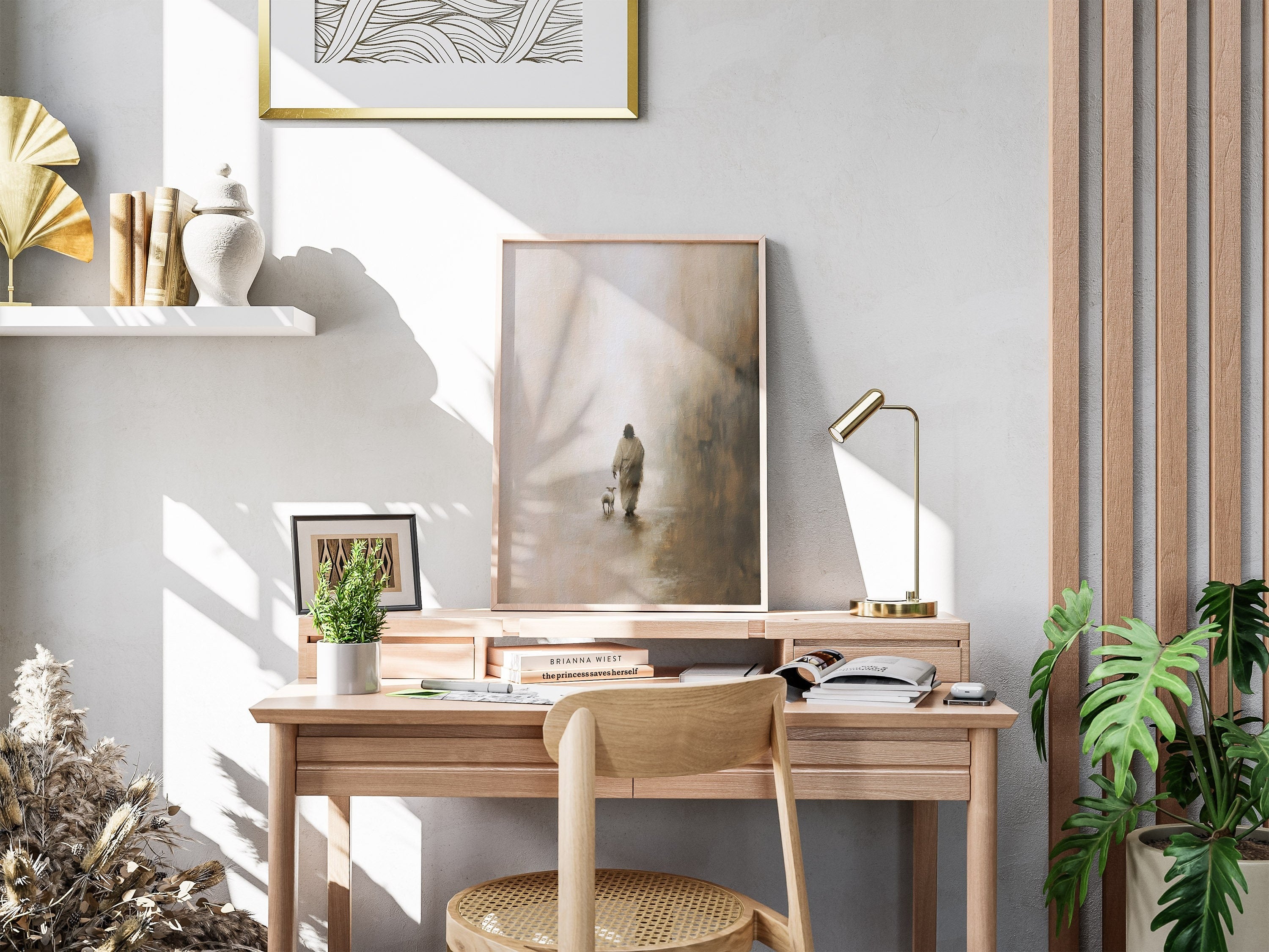 Jesus Leaves The 99 Poster, Parable of The Lost Sheep, Good Shepherd Poster, Bible Art Poster