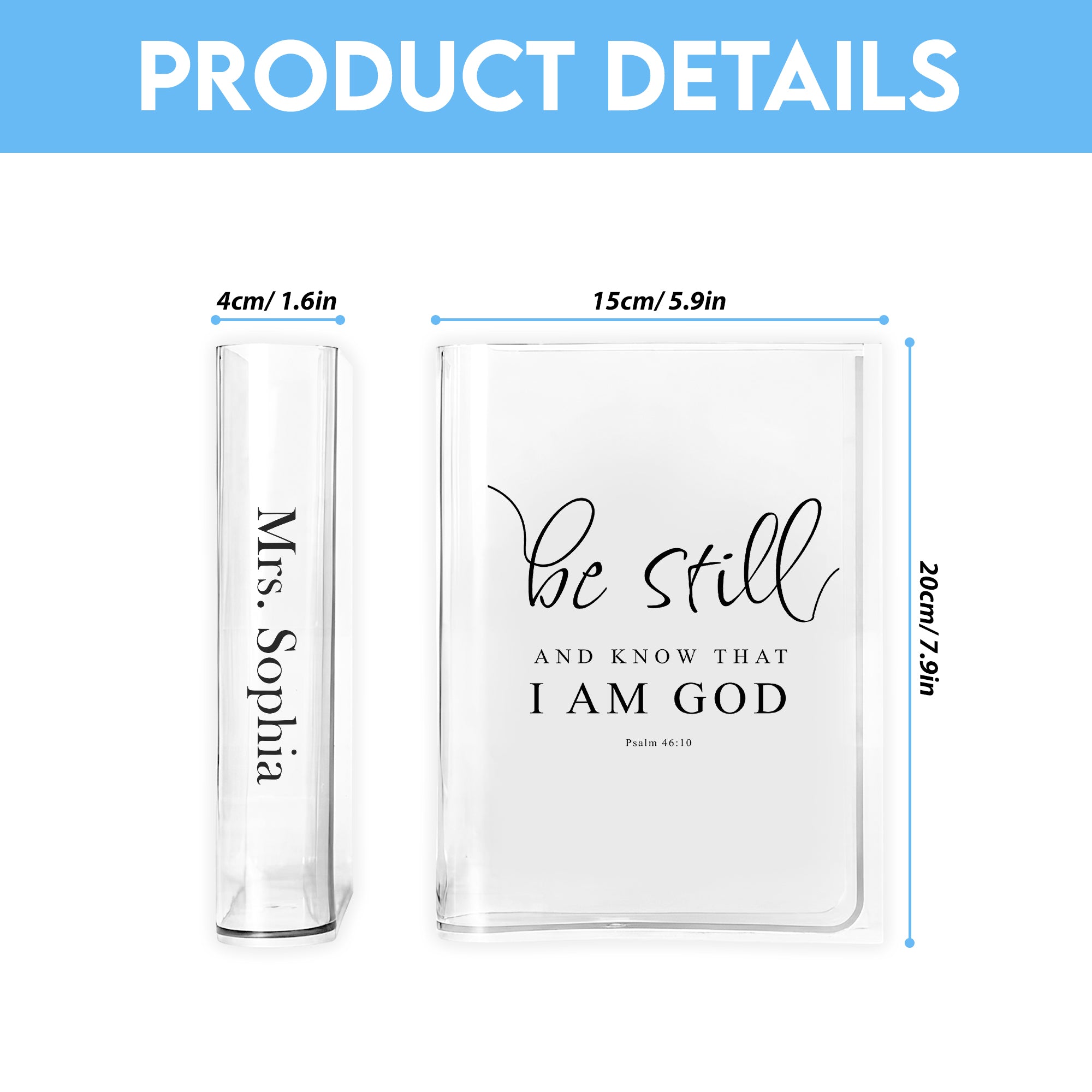 Be Still And Know That I Am God Book Vase, Psalm 46:10, Christian Book Vase, Faith Book Vase, Bible Verse Book Shaped Flower Vase, Jesus Lover Book Vase