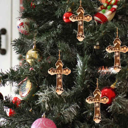 Christmas Tree Decorations, Wooden Religious Cross, Pendant Wood Ornament, Ideas For Christmas Trees DCLAF31