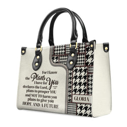 Personalized Christian Leather Handbag, Jeremiah 29:11 Bible Verse Purse, Hope and a Future Scripture Bag for Women BLAF47