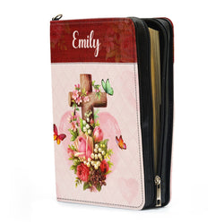 For God So Loved The World Leather Book Cover, Personalized Zippered Bible Cover With Name, Religious Gifts For Christian Couples, Christian Gift, Bible Covers Jesus Gifts