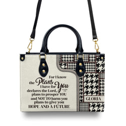 Personalized Christian Leather Handbag, Jeremiah 29:11 Bible Verse Purse, Hope and a Future Scripture Bag for Women BLAF47