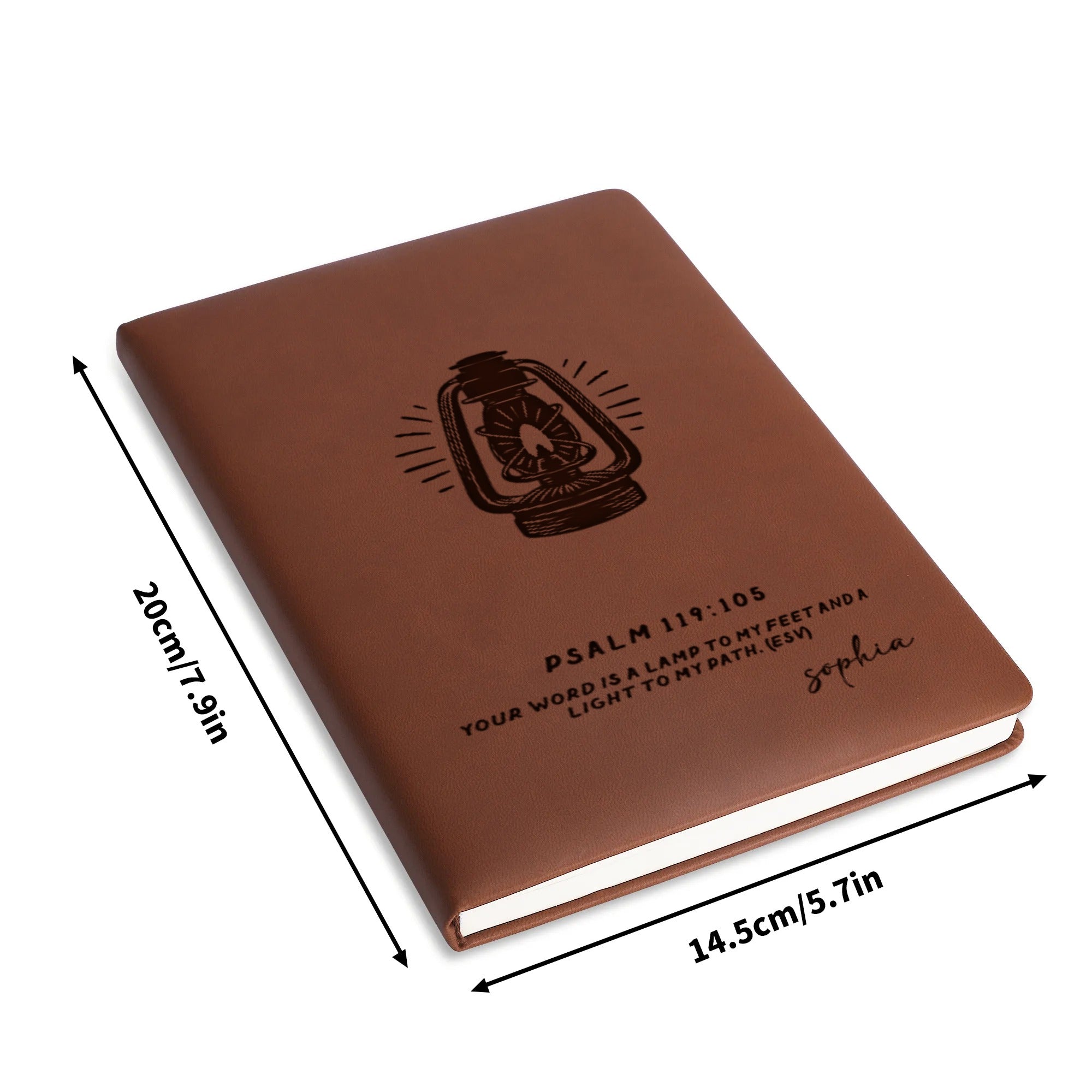 Personalized Christian Journal with Psalm 119:105, Custom Name Prayer & Faith Notebook, Religious Gift, First Communion Gifts, Birthday. NBLAF32