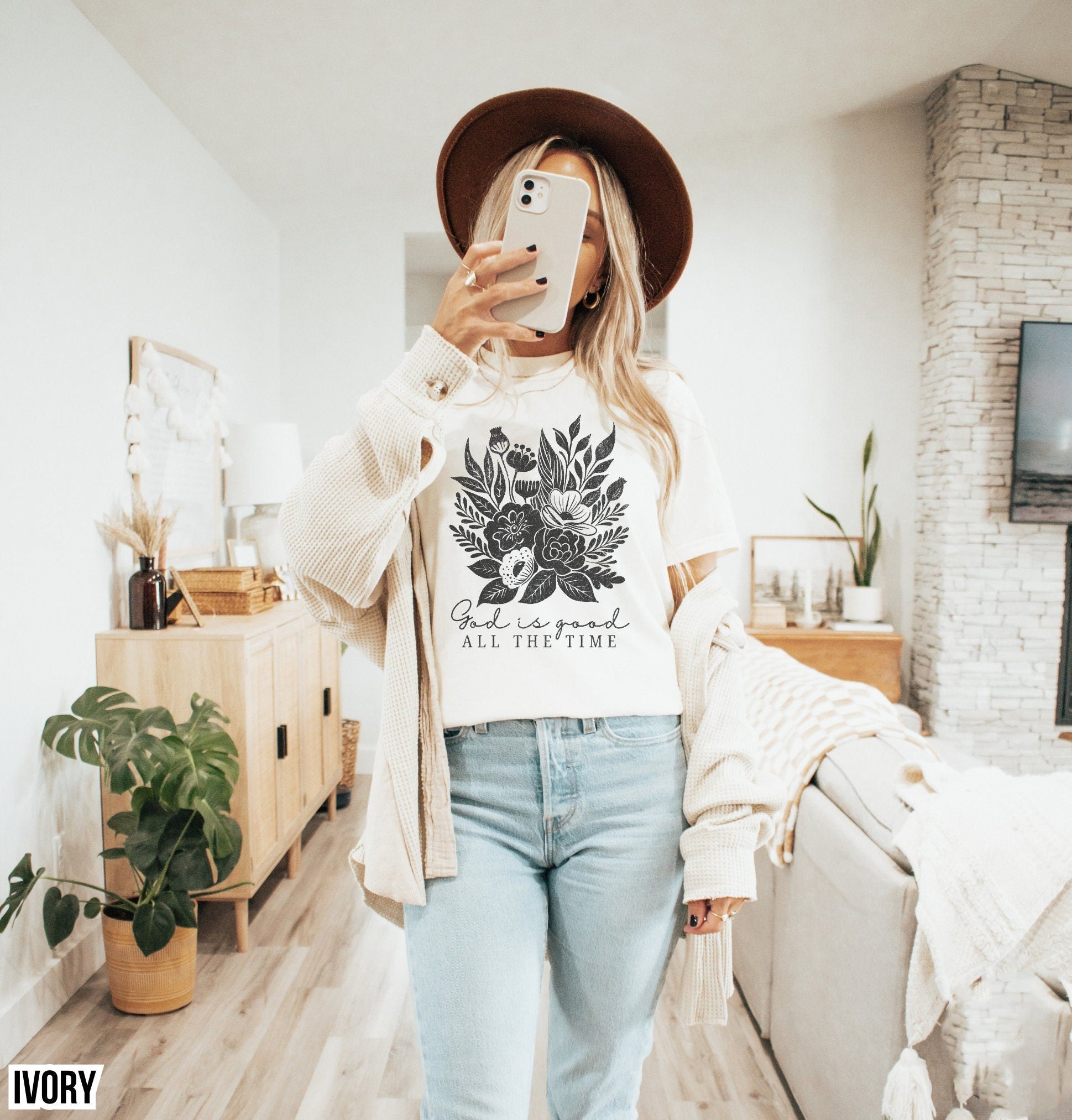 God Is Good Shirt, Boho Christian T Shirt For Women, Floral Comfort Colors Bible Verse Tee, Faith Based Jesus Apparel, Girls Religious Gift
