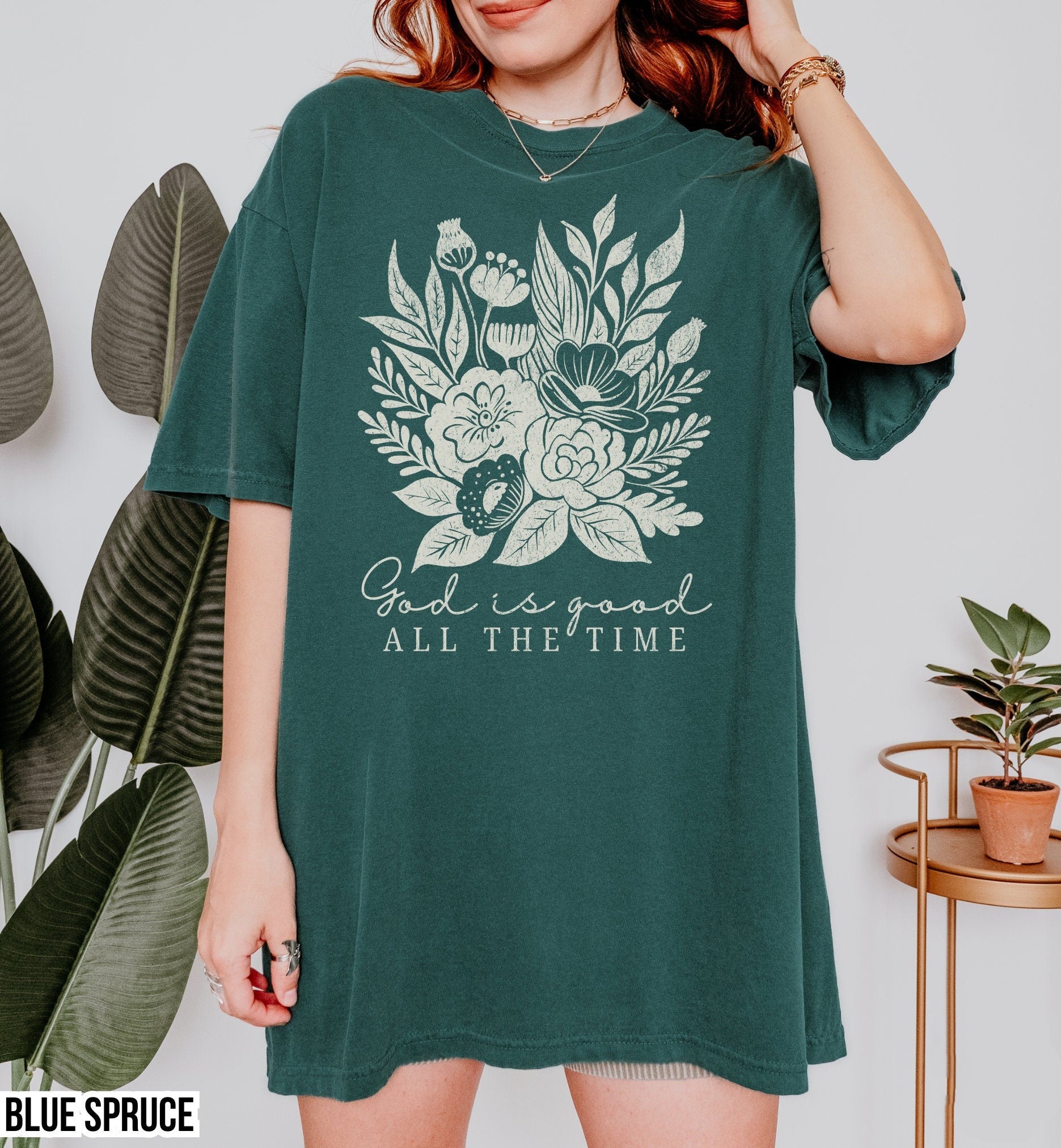 God Is Good Shirt, Boho Christian T Shirt For Women, Floral Comfort Colors Bible Verse Tee, Faith Based Jesus Apparel, Girls Religious Gift