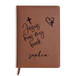 Personalized Christian Journal with "Jesus Has My Back", Custom Name Prayer & Faith Notebook, Religious Gift, First Communion Gifts, Birthday. NBLAF33