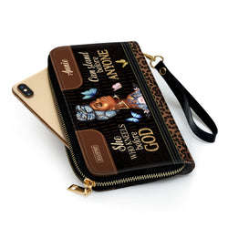 Personalized Christian Leather Handbag, She Who Kneels Before God Purse Tote Bag, Inspirational Faith Bag for Women BLAF48
