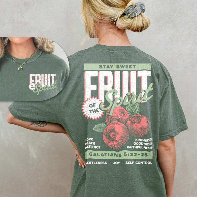 Fruit of The Spirit Comfort Colors Shirt, Bible Verse Christianity Print Shirt CFS36