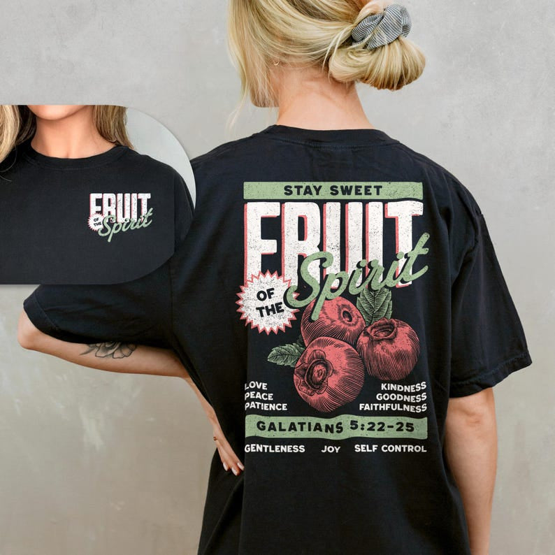 Fruit of The Spirit Comfort Colors Shirt, Bible Verse Christianity Print Shirt CFS36
