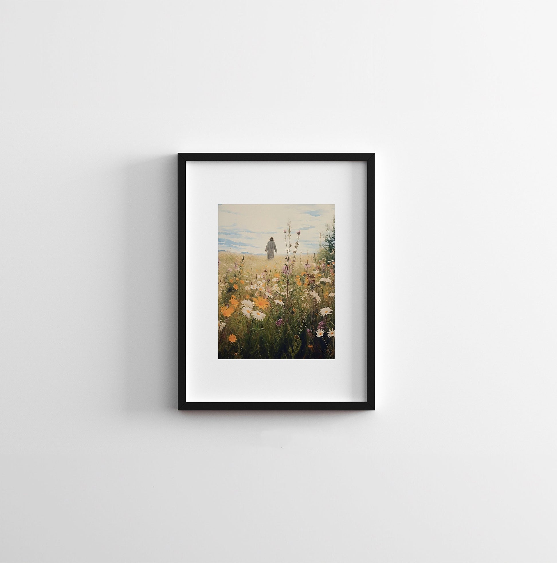 Jesus Leaves The 99 Poster, Autumn Wildflower Poster, Lost Sheep Poster, Good Shepherd, Religious Gift