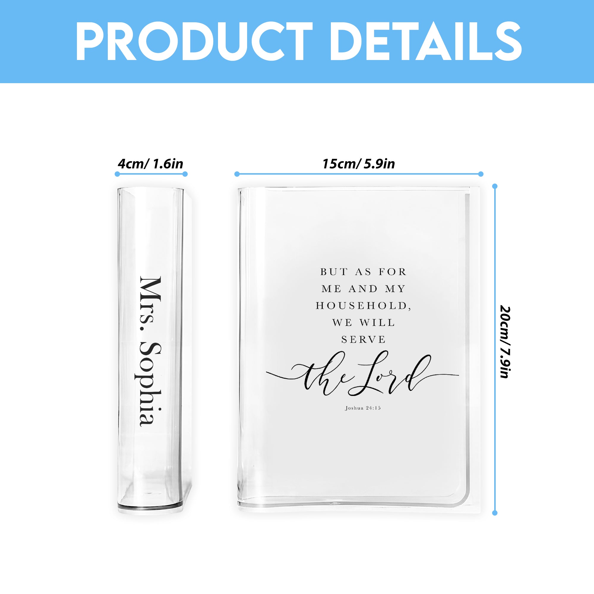 But As For Me And My Household, We Will Serve The Lord Book Vase, Joshua 24:15, Christian Book Vase, Faith Book Vase, Bible Verse Book Shaped Flower Vase