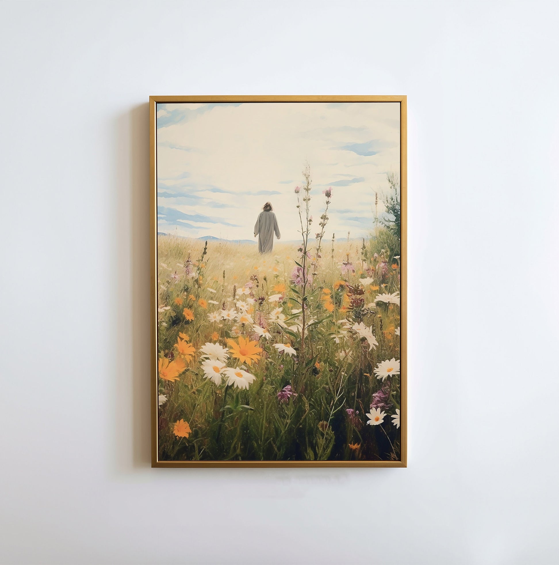 Jesus Leaves The 99 Poster, Autumn Wildflower Poster, Lost Sheep Poster, Good Shepherd, Religious Gift