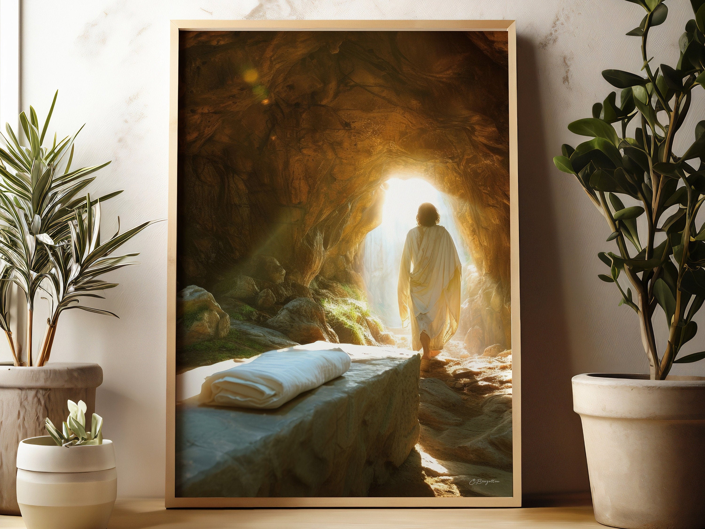 Victory in Jesus Poster, Coming Back, Variant, Christian Art Poster, Resurrection, Empty Tomb, Easter, Risen Lord, Jesus Poster