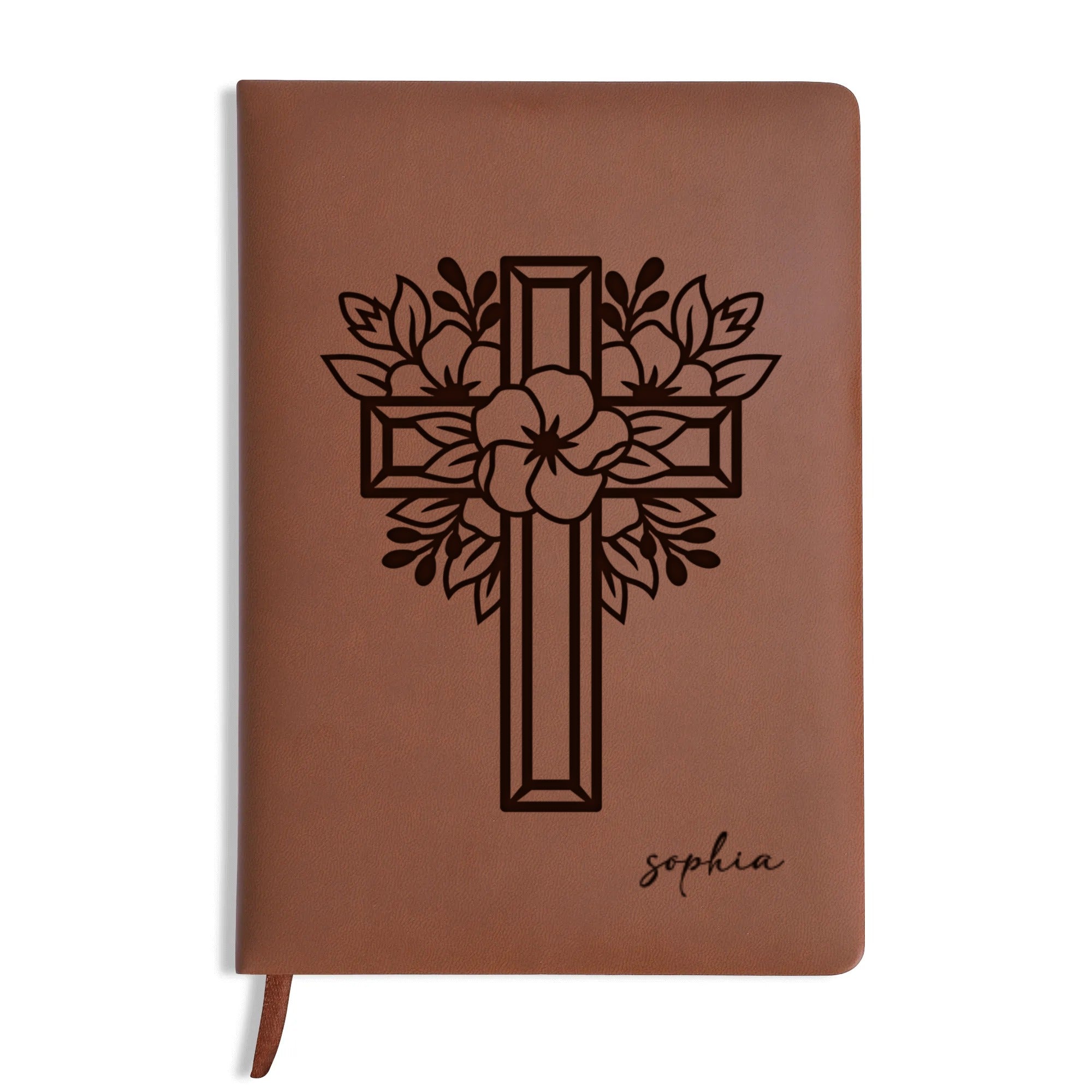 Personalized Christian Journal with Floral Cross Design, Custom Name Prayer & Faith Notebook, Religious Gift, First Communion Gifts, Birthday. NBLAF35