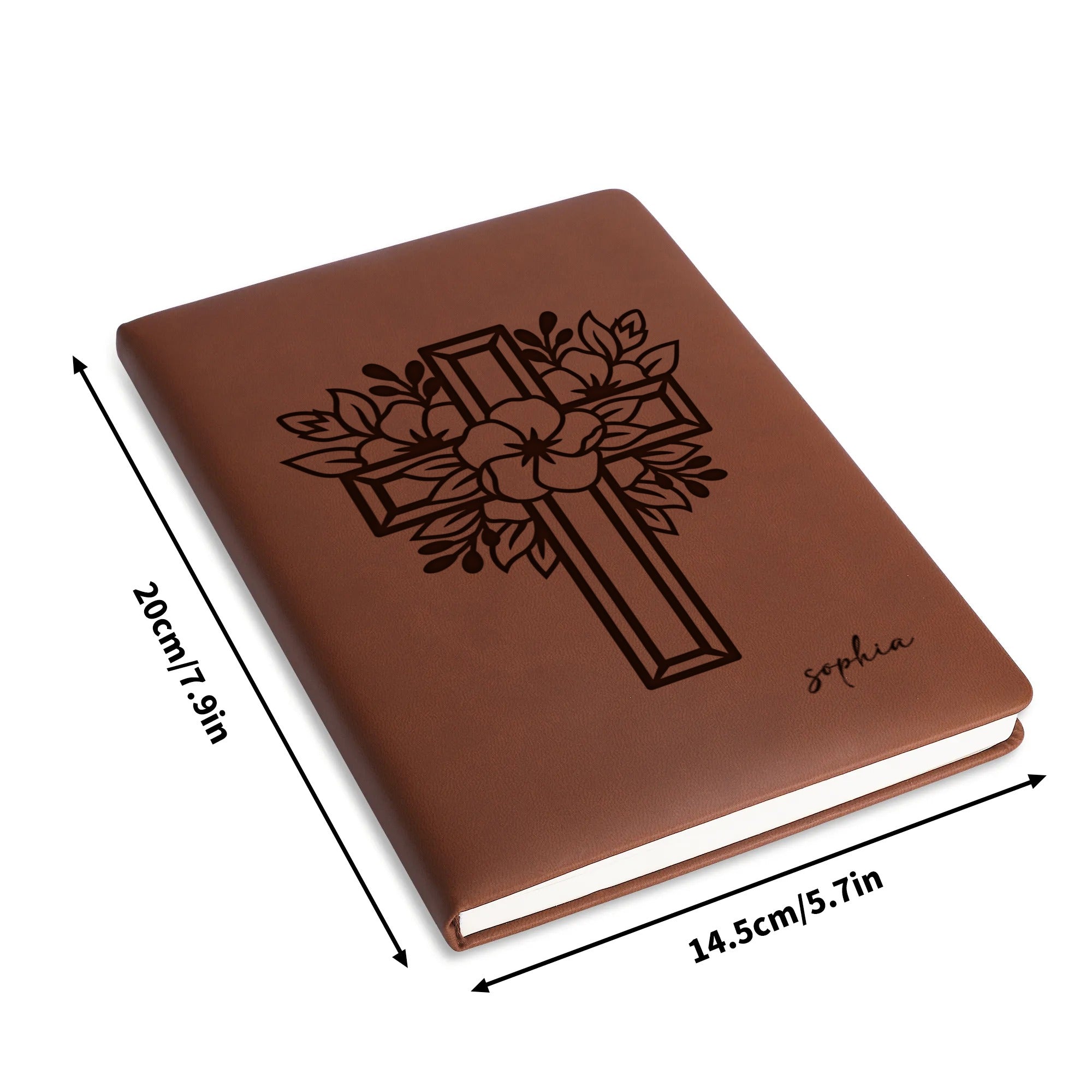 Personalized Christian Journal with Floral Cross Design, Custom Name Prayer & Faith Notebook, Religious Gift, First Communion Gifts, Birthday. NBLAF35