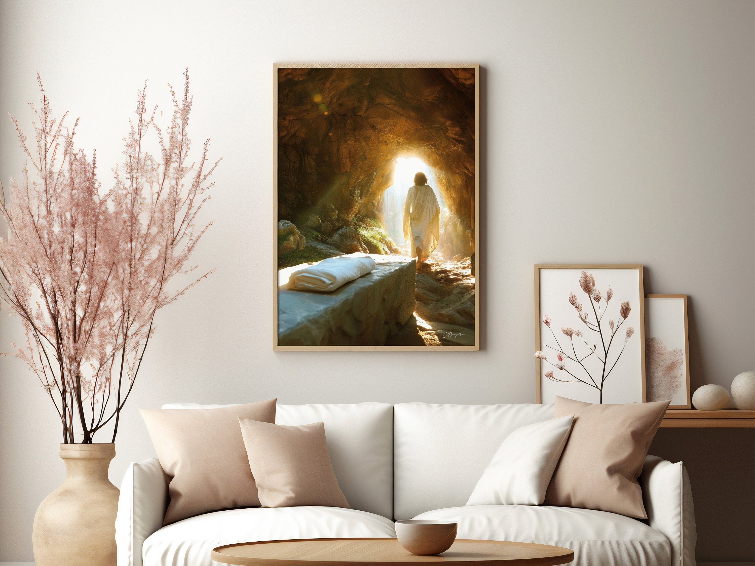 Victory in Jesus Poster, Coming Back, Variant, Christian Art Poster, Resurrection, Empty Tomb, Easter, Risen Lord, Jesus Poster