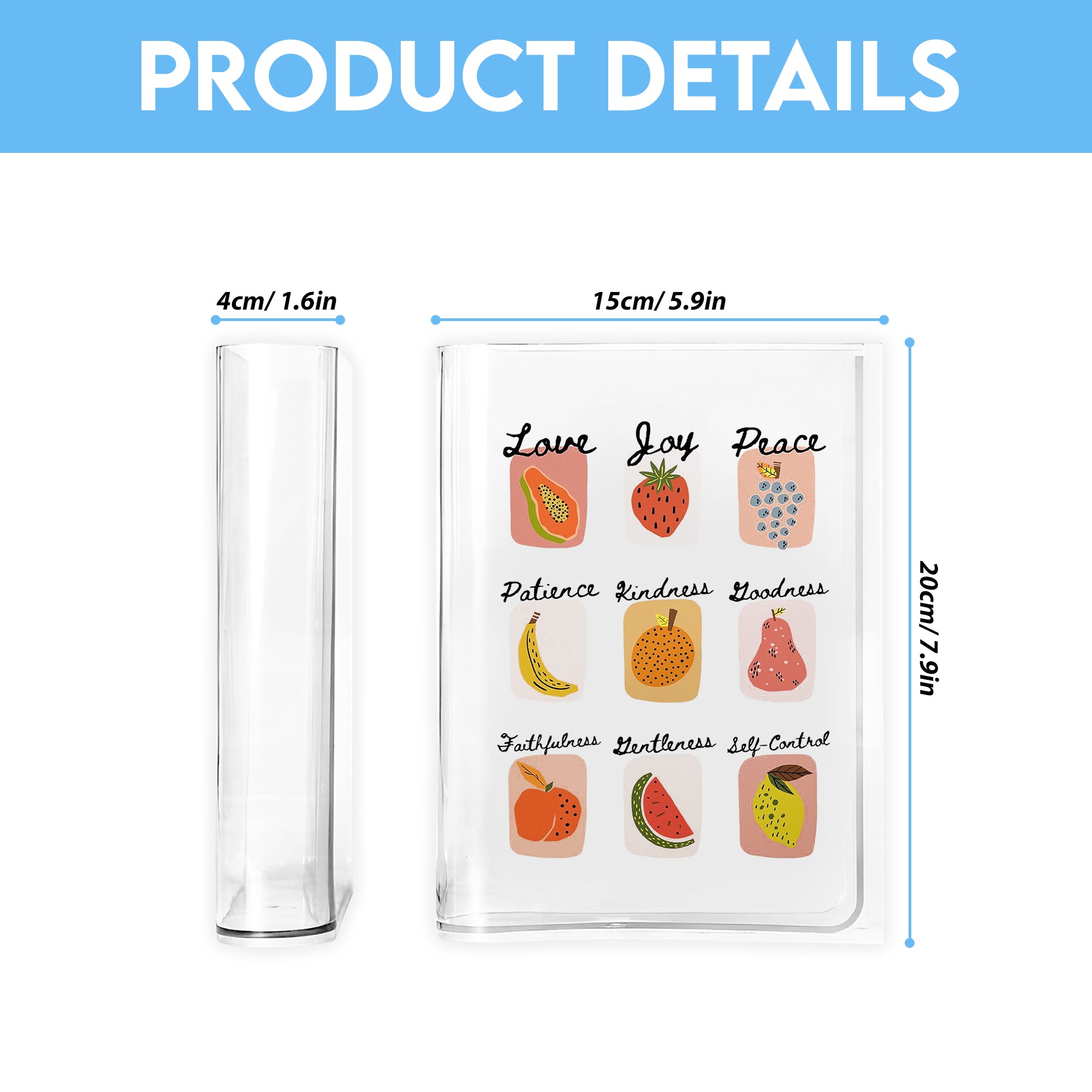 Fruit of the Spirit Book Vase, Christian Book Vase, Faith Book Vase, Bible Verse Book Shaped Flower Vase