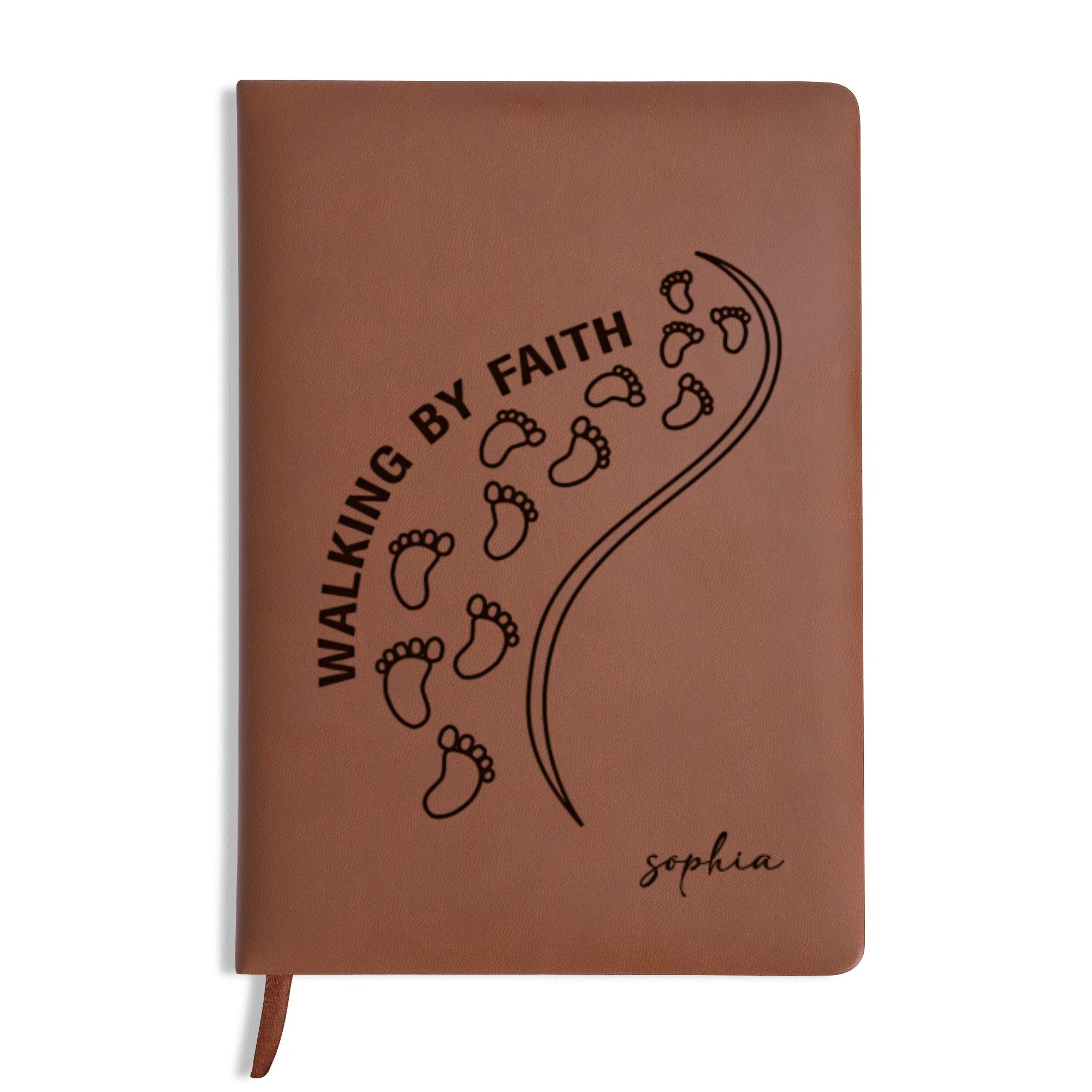 Personalized Christian Journal with "Walking By Faith" Design, Custom Name Prayer & Faith Notebook, Religious Gift, First Communion Gifts, Birthday. NBLAF36